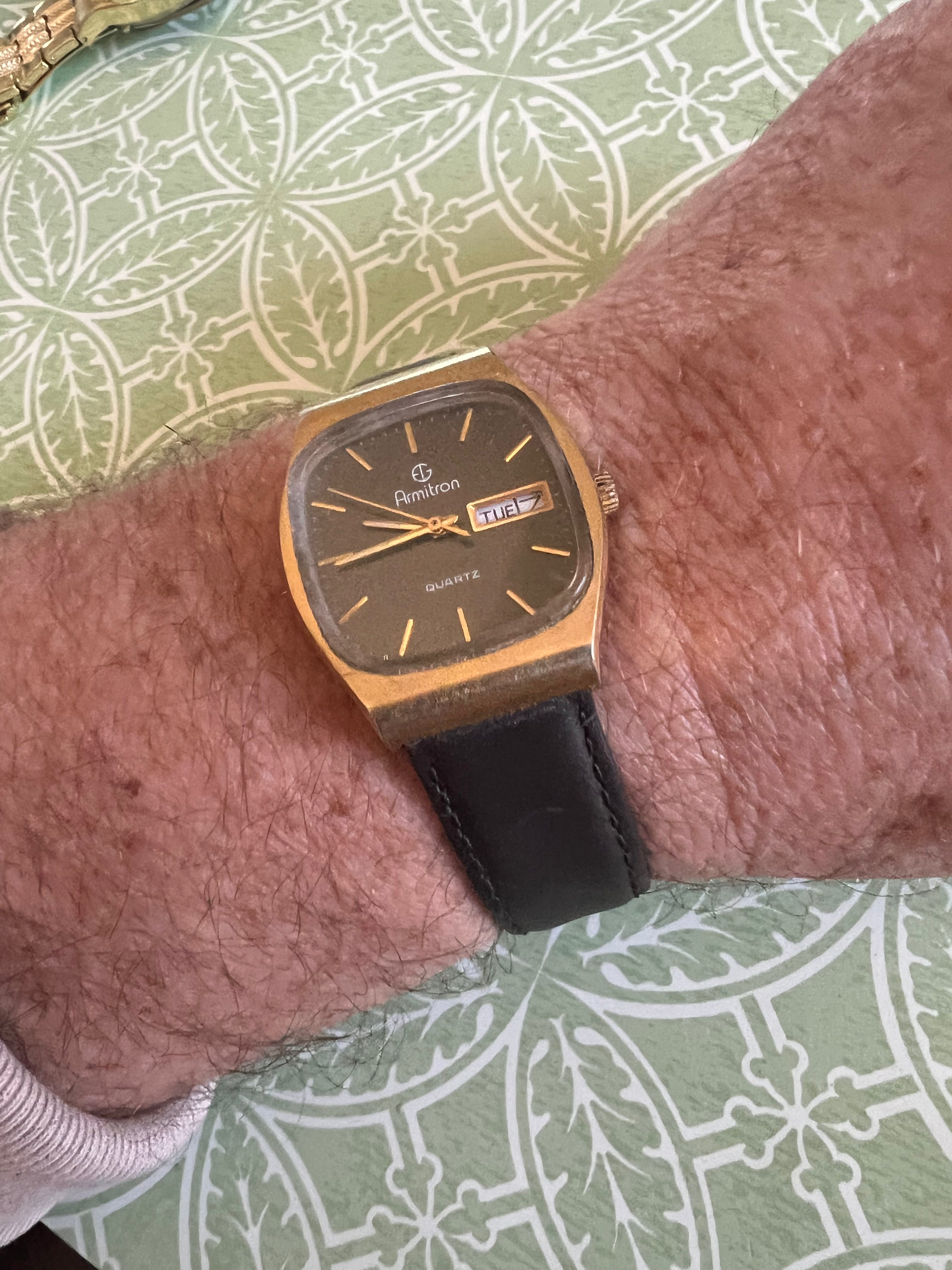 Vintage men’s Armitron tank watch.