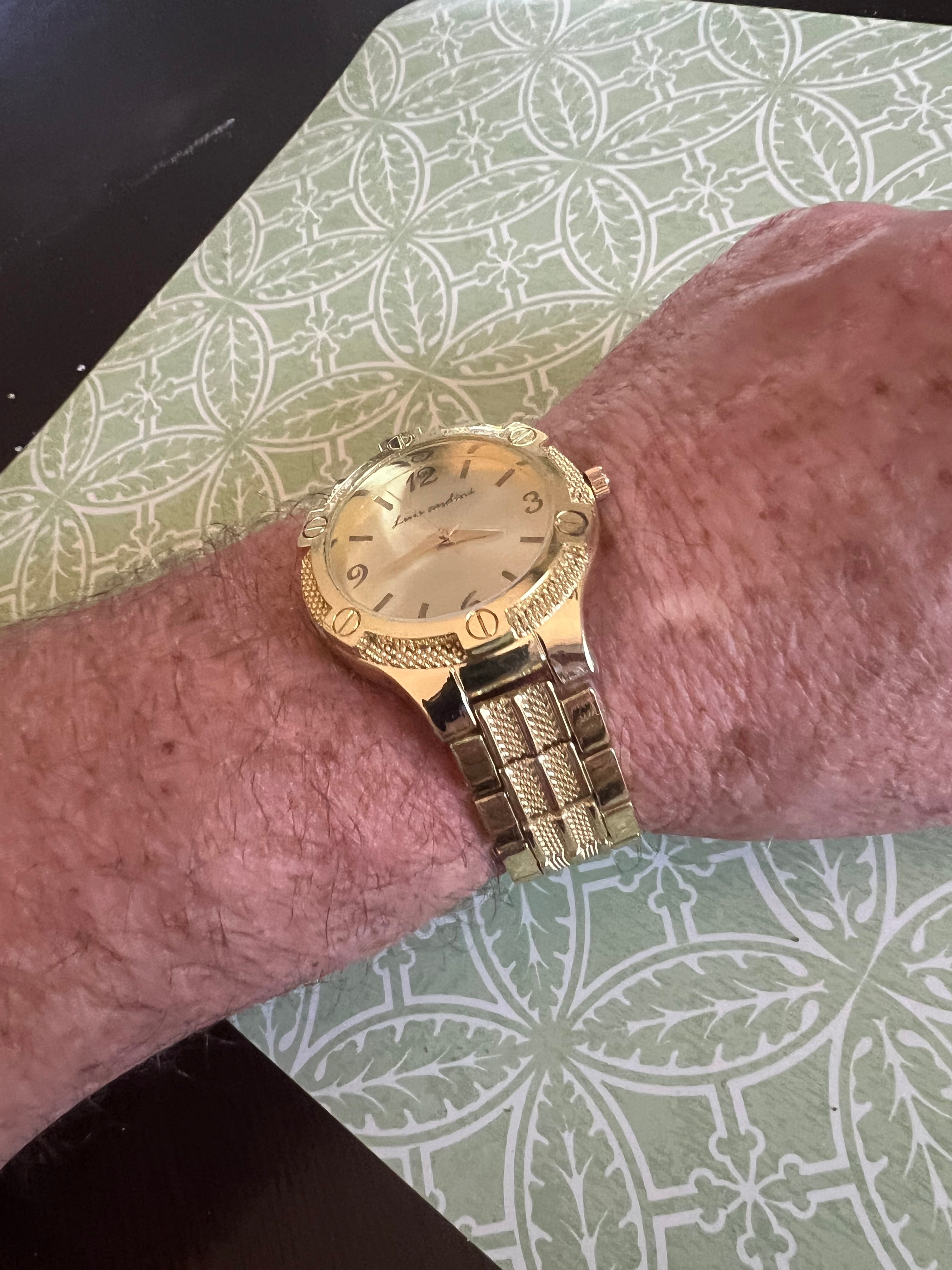 Men’s Luis Cardini gold tone dress watch