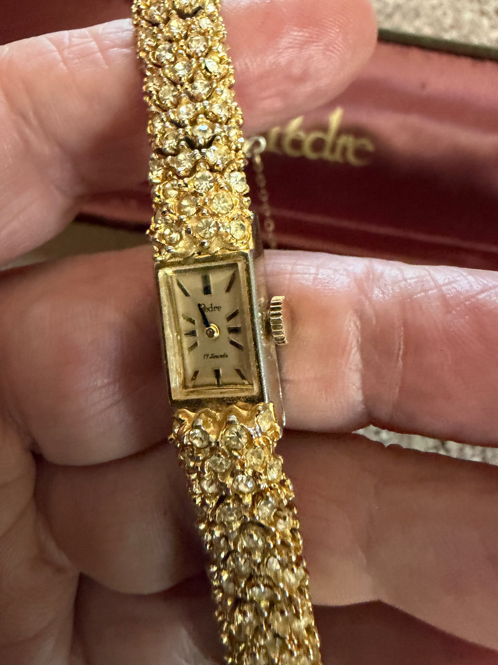Vintage Pedre ladies cocktail watch articulated crystal bracelet