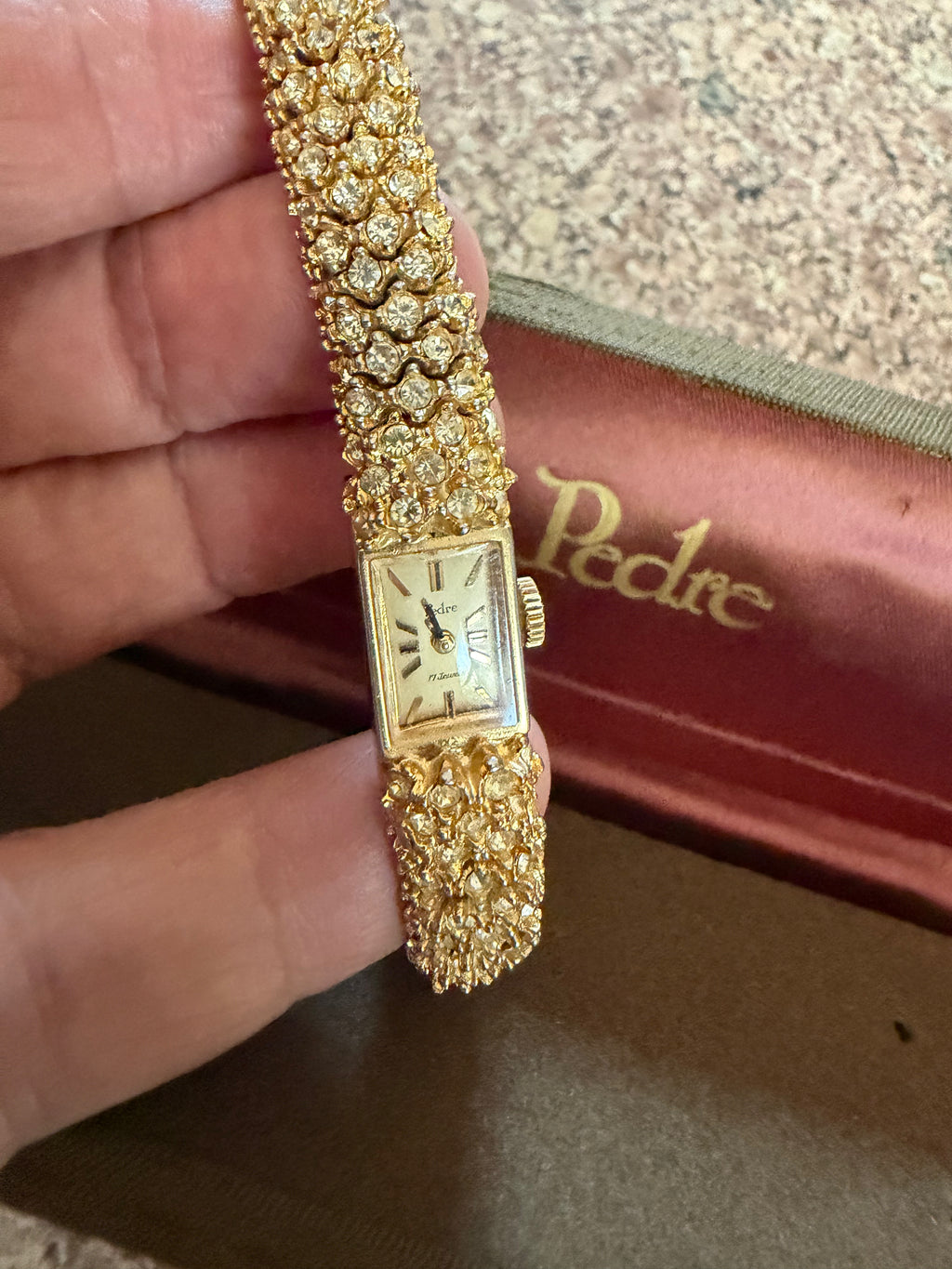 Vintage Pedre ladies cocktail watch articulated crystal bracelet
