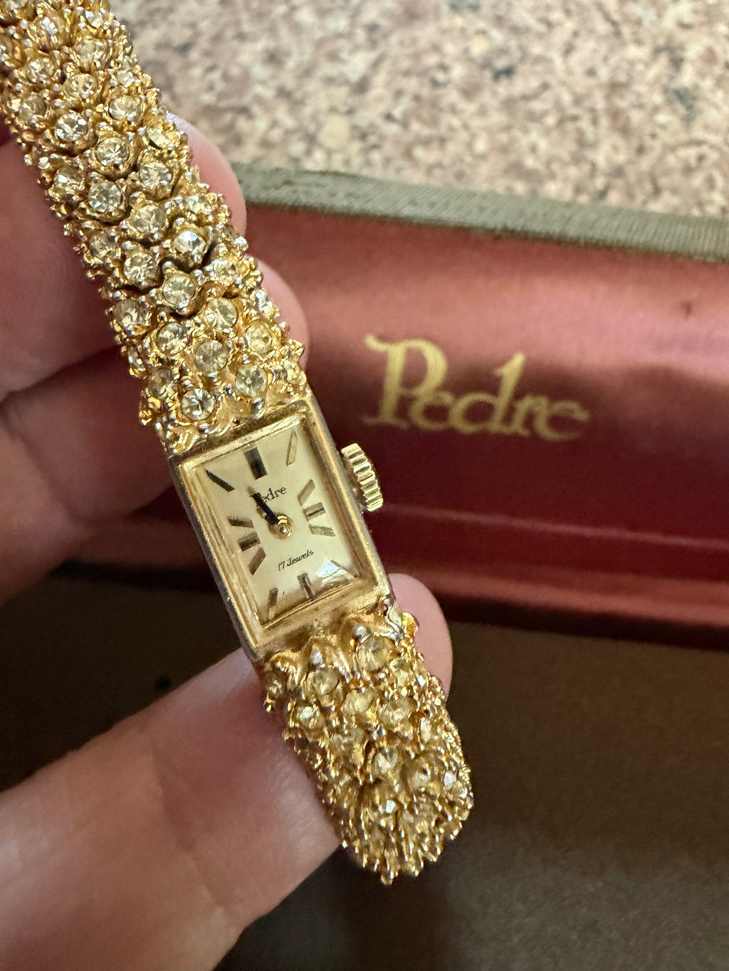 Vintage Pedre ladies cocktail watch articulated crystal bracelet