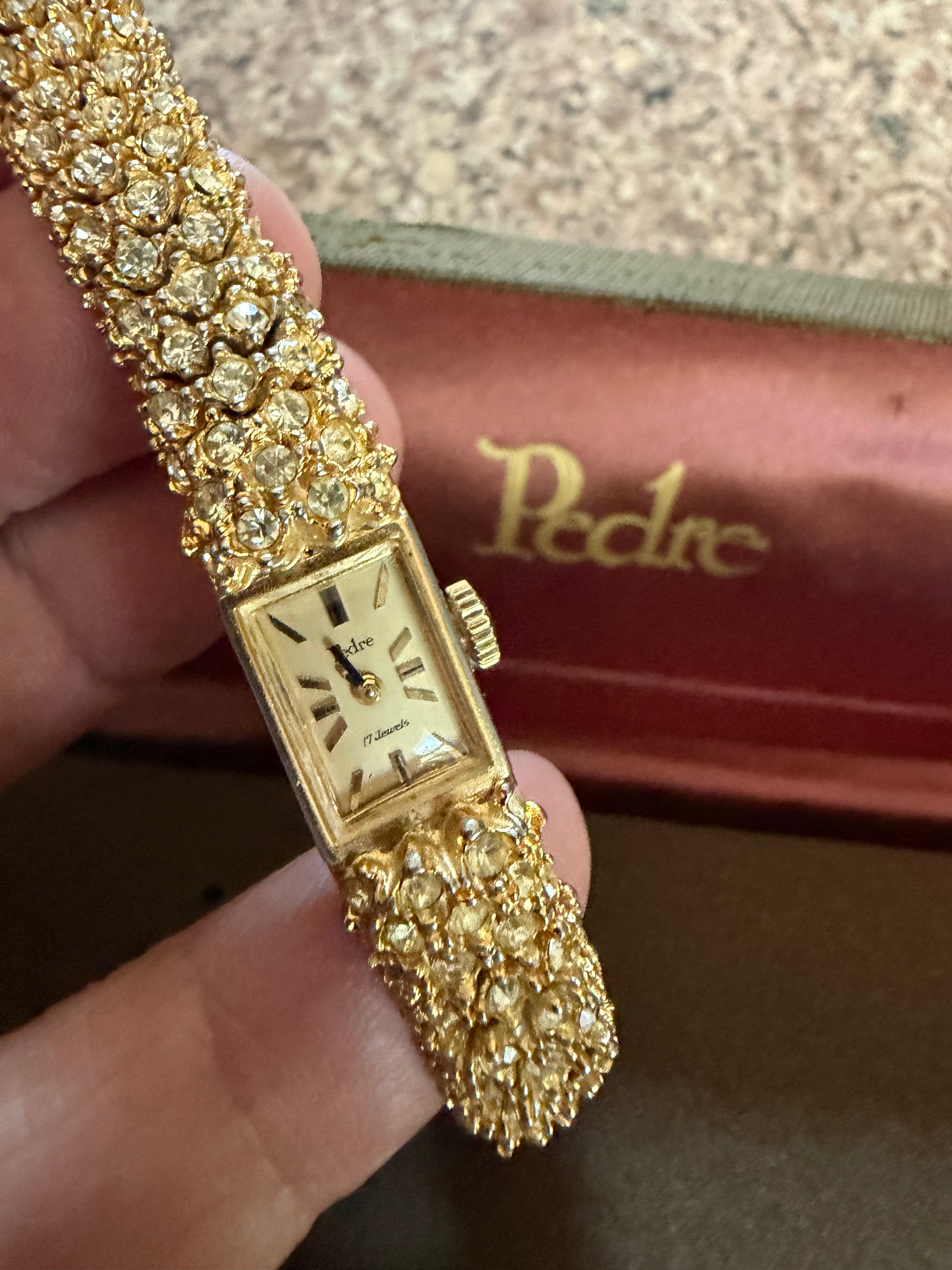 Vintage Pedre ladies cocktail watch articulated crystal bracelet