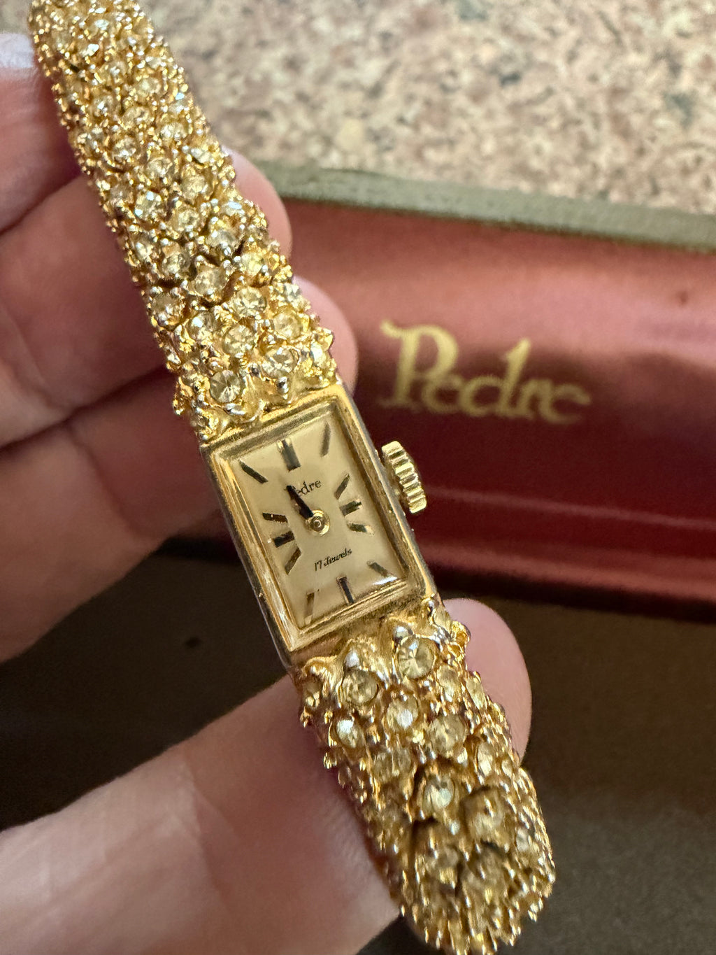 Vintage Pedre ladies cocktail watch articulated crystal bracelet