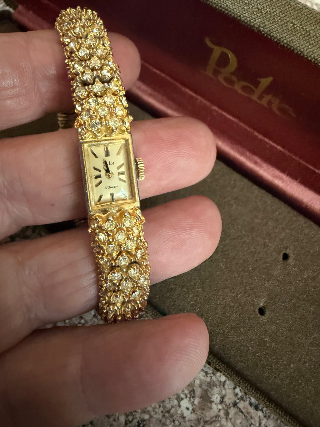 Vintage Pedre ladies cocktail watch articulated crystal bracelet