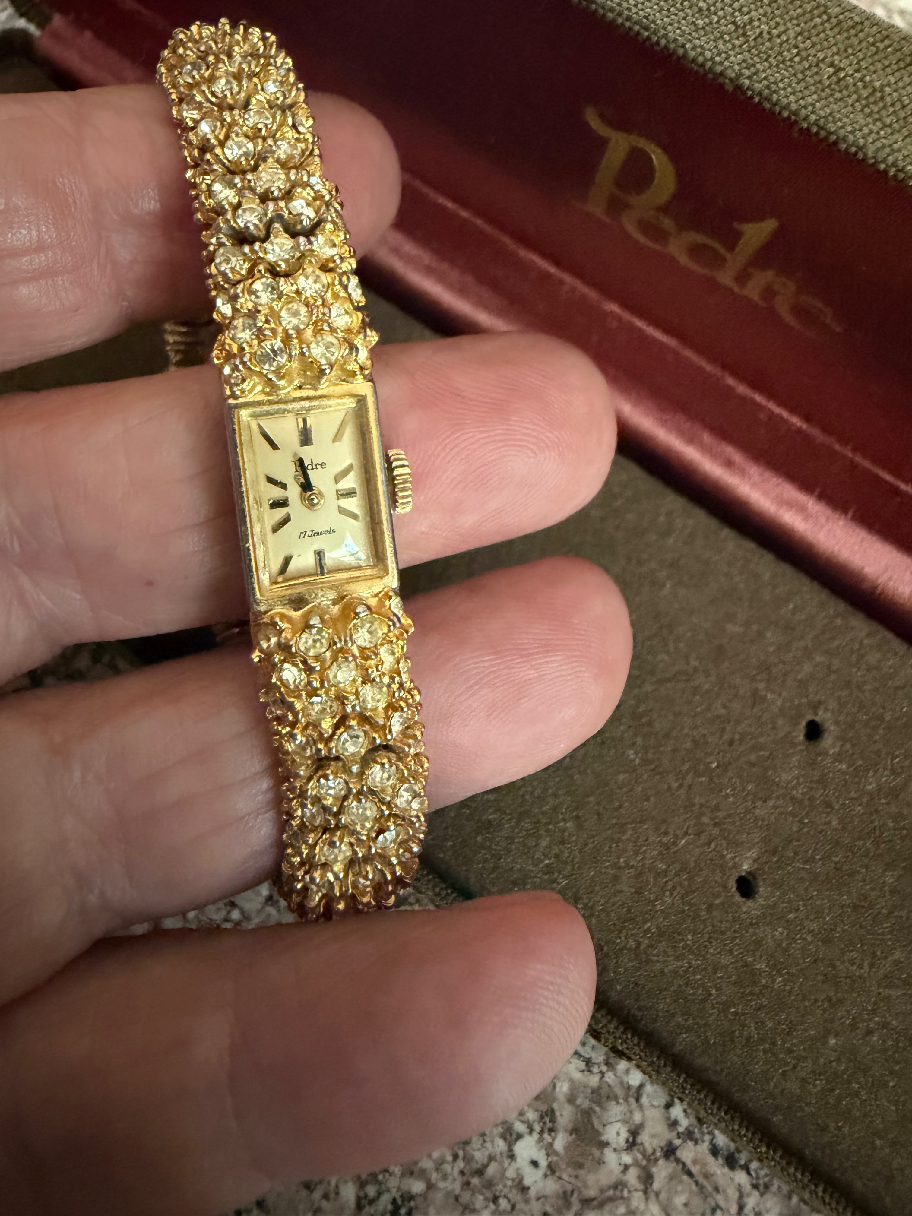 Vintage Pedre ladies cocktail watch articulated crystal bracelet