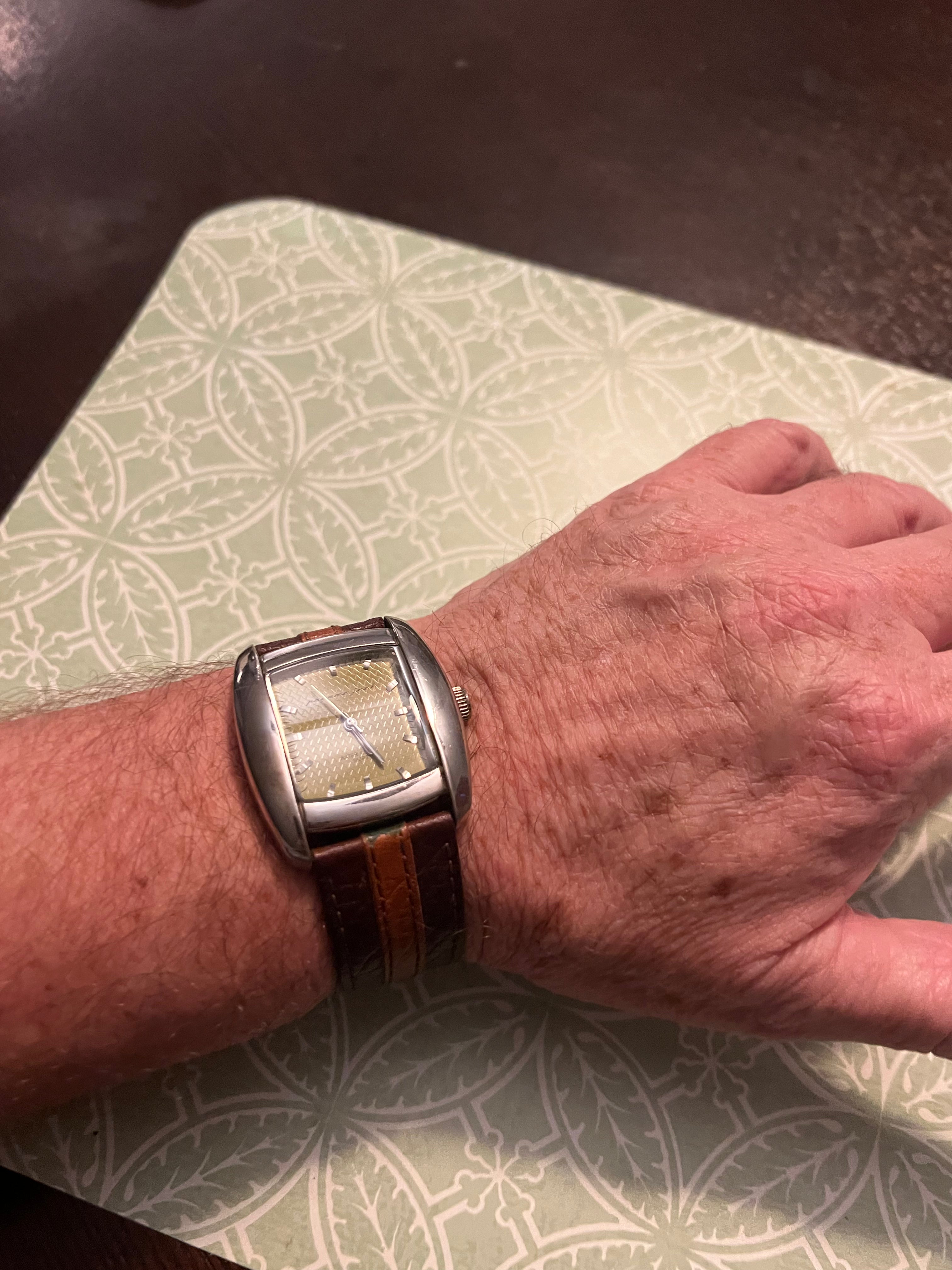 Men’s Panama Jack wide leather strap watch. New battery