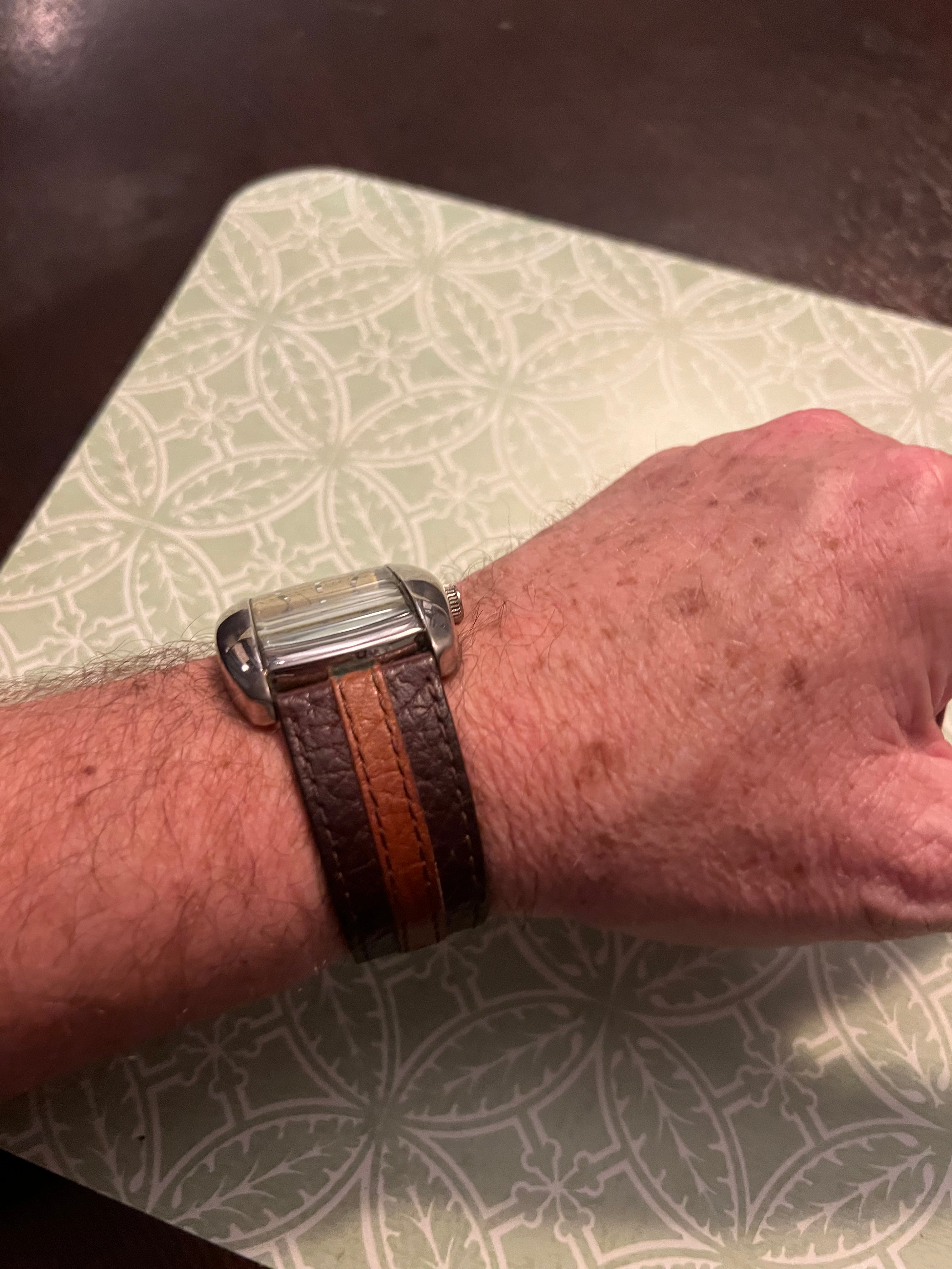 Men’s Panama Jack wide leather strap watch. New battery