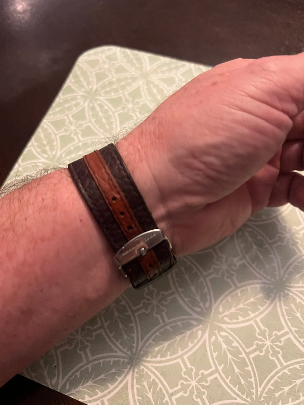 Men’s Panama Jack wide leather strap watch. New battery