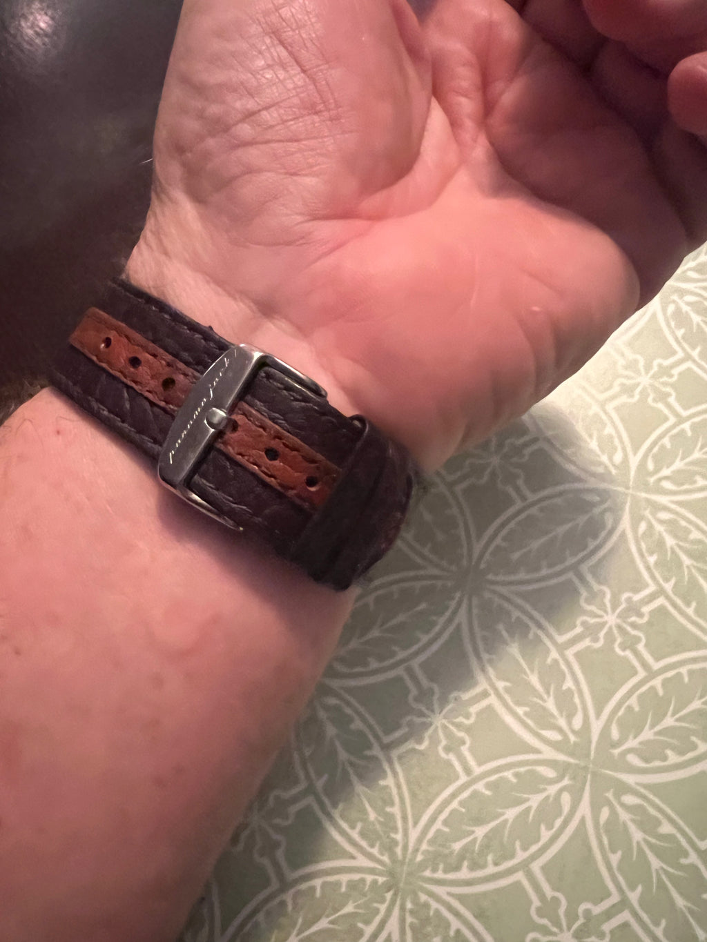 Men’s Panama Jack wide leather strap watch. New battery