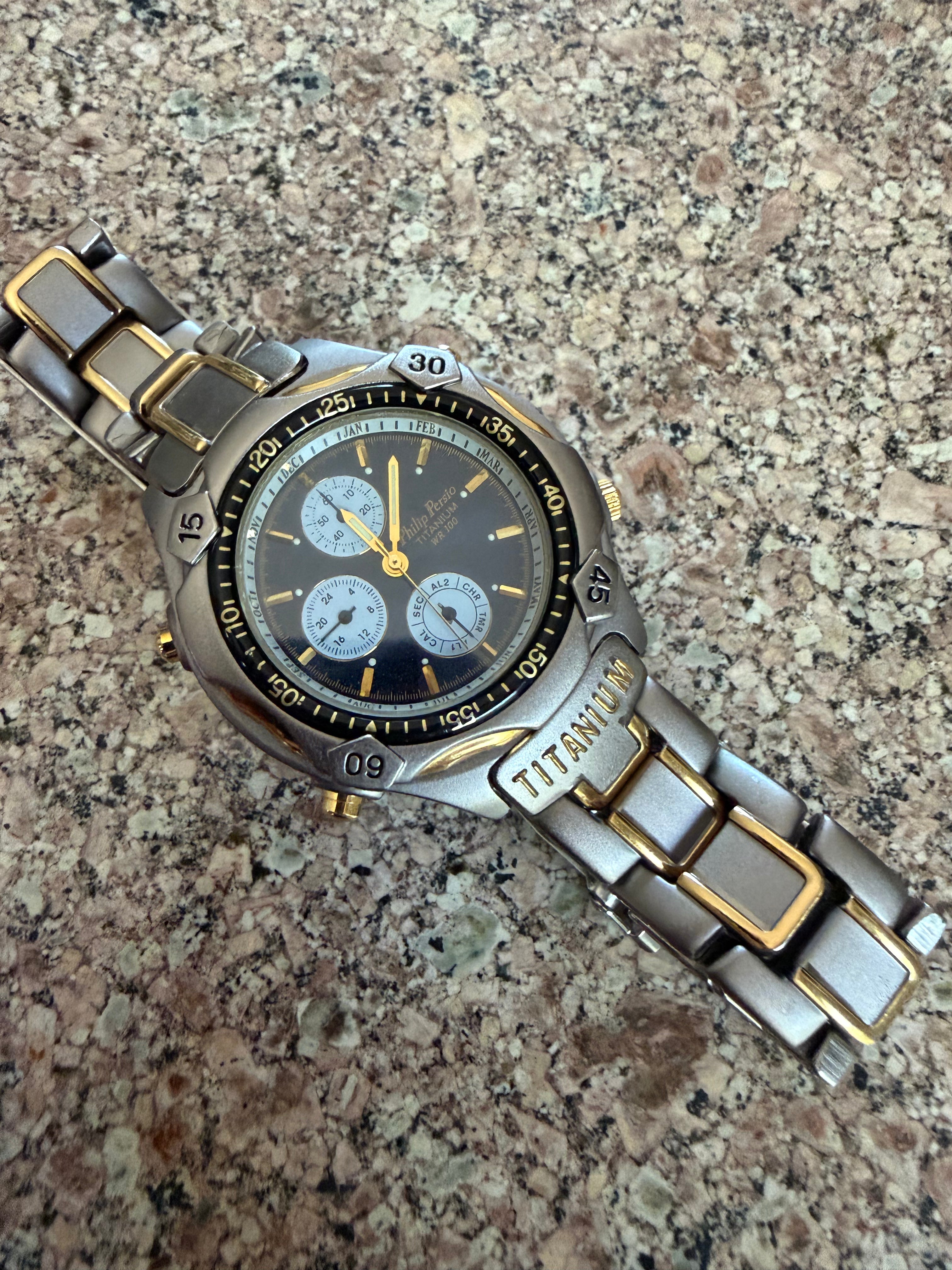 Phillip Persio two tone quartz men’s watch titanium