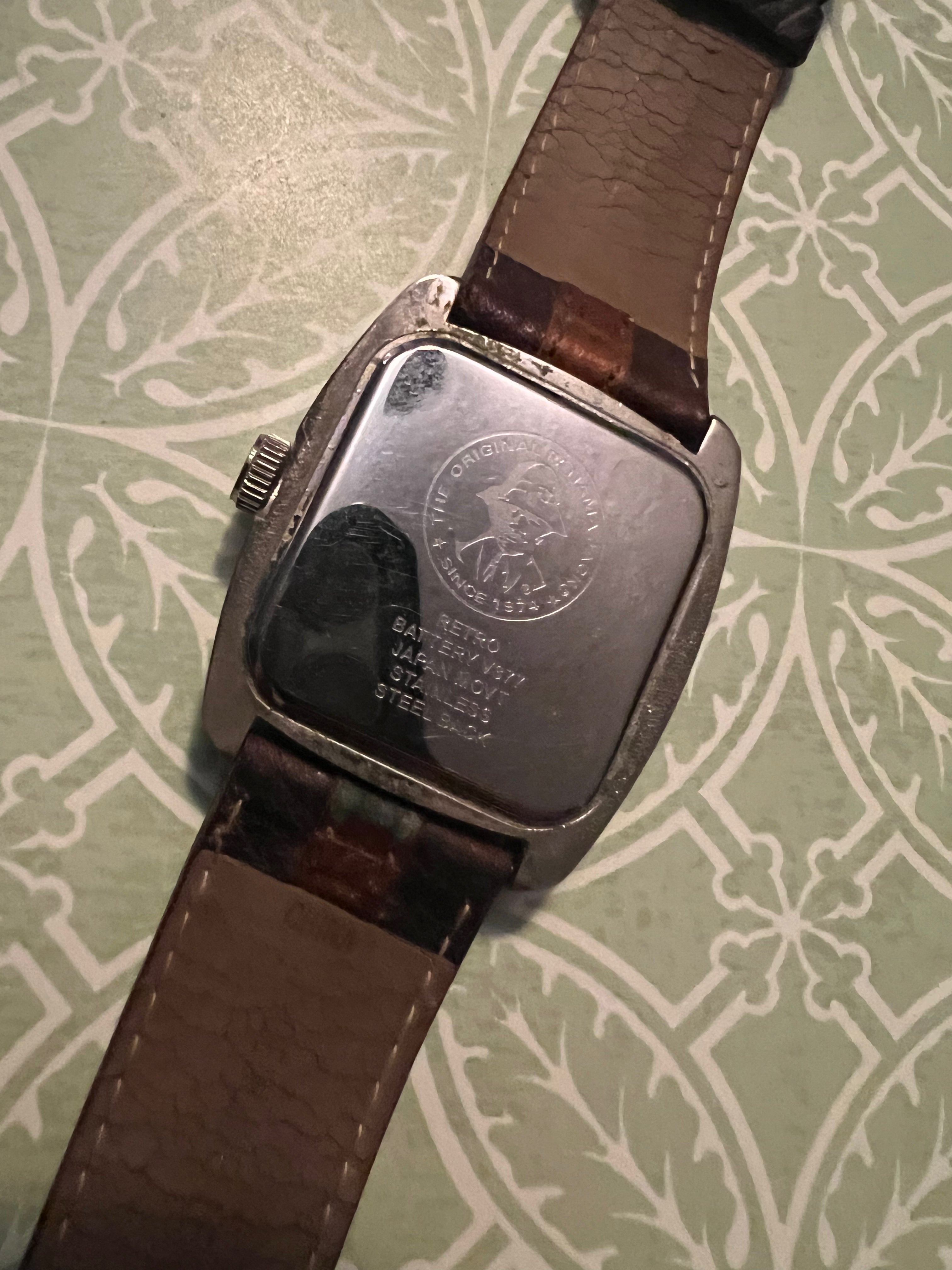 Men’s Panama Jack wide leather strap watch. New battery