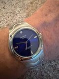 Armitron Diamond 20/4179 Men’s Blue Dial Quartz Watch Stainless Steel Y2K 38mm 7” wrist