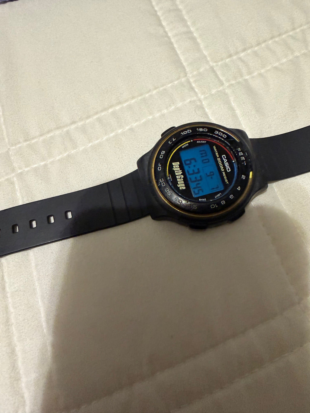 Vintage Casio DW-220DG Depth Gauge Module 958 200M Digital Diver Watch Working new battery