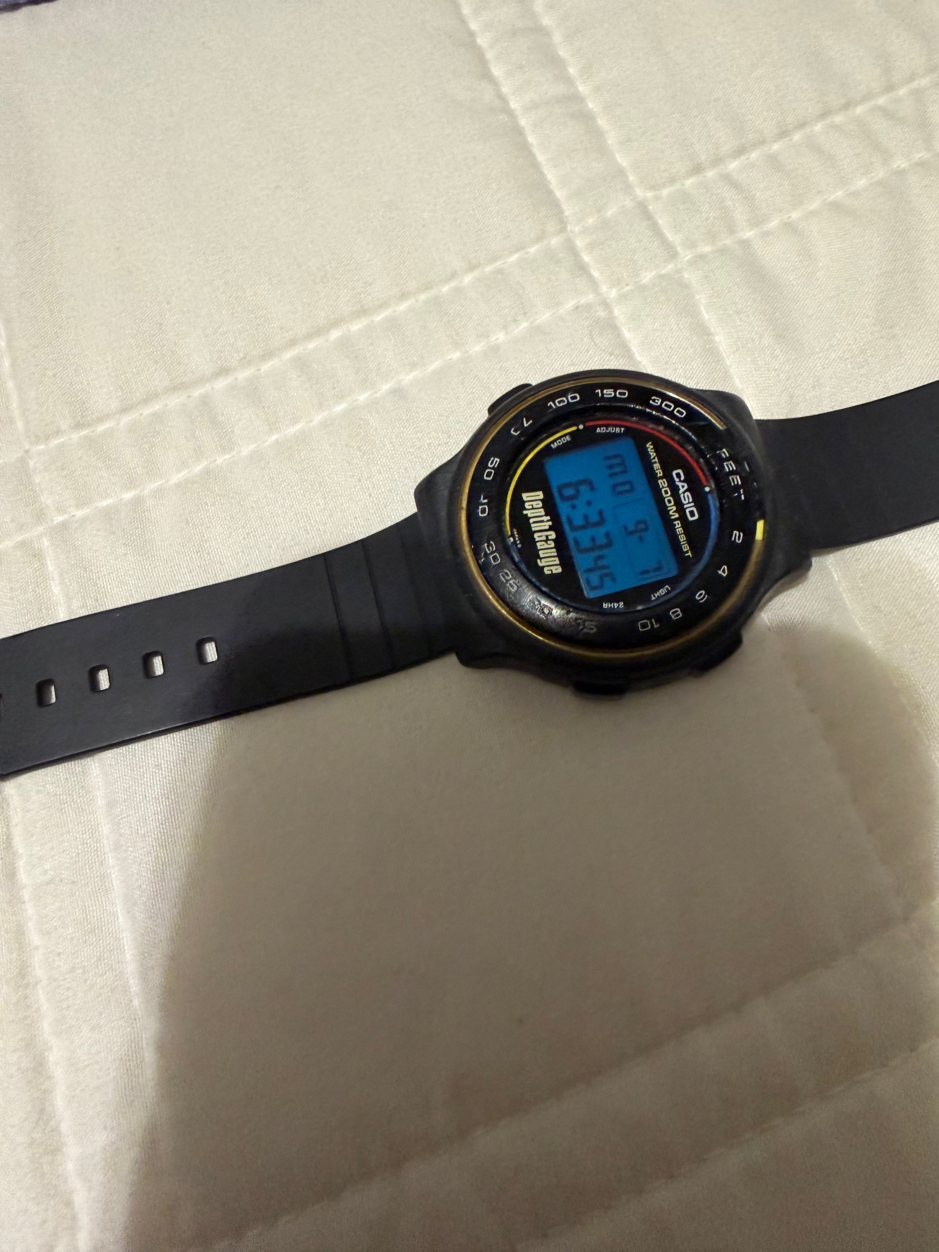 Vintage Casio DW-220DG Depth Gauge Module 958 200M Digital Diver Watch Working new battery