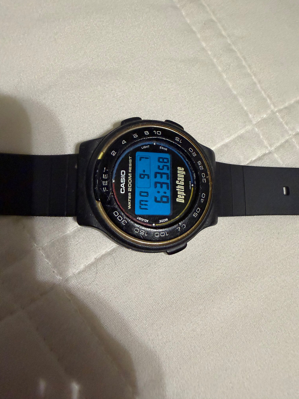 Vintage Casio DW-220DG Depth Gauge Module 958 200M Digital Diver Watch Working new battery