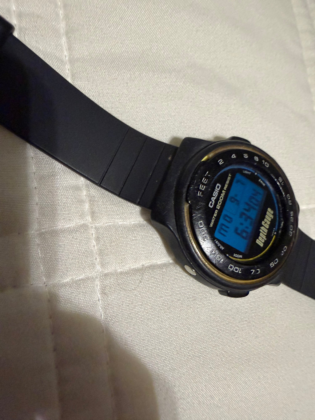 Vintage Casio DW-220DG Depth Gauge Module 958 200M Digital Diver Watch Working new battery