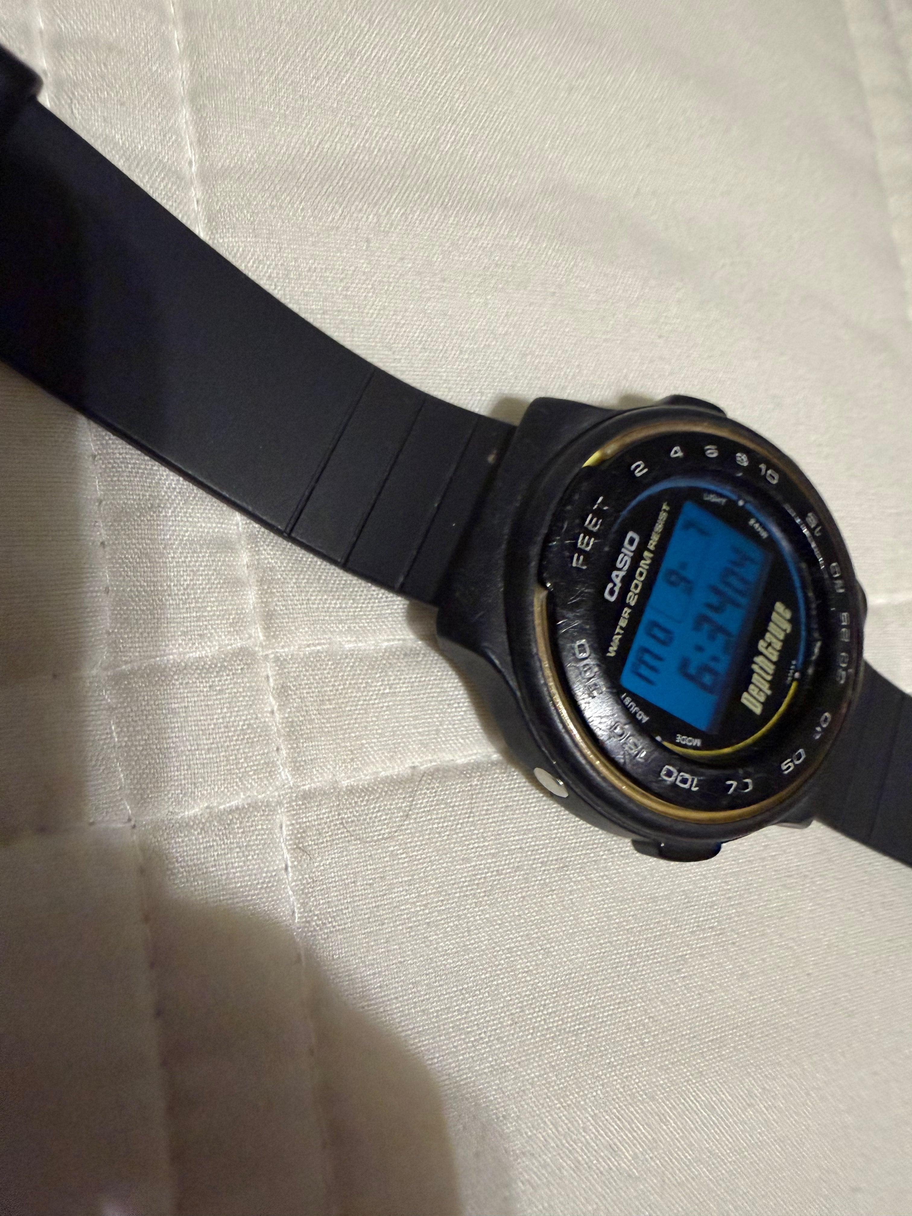 Vintage Casio DW-220DG Depth Gauge Module 958 200M Digital Diver Watch Working new battery
