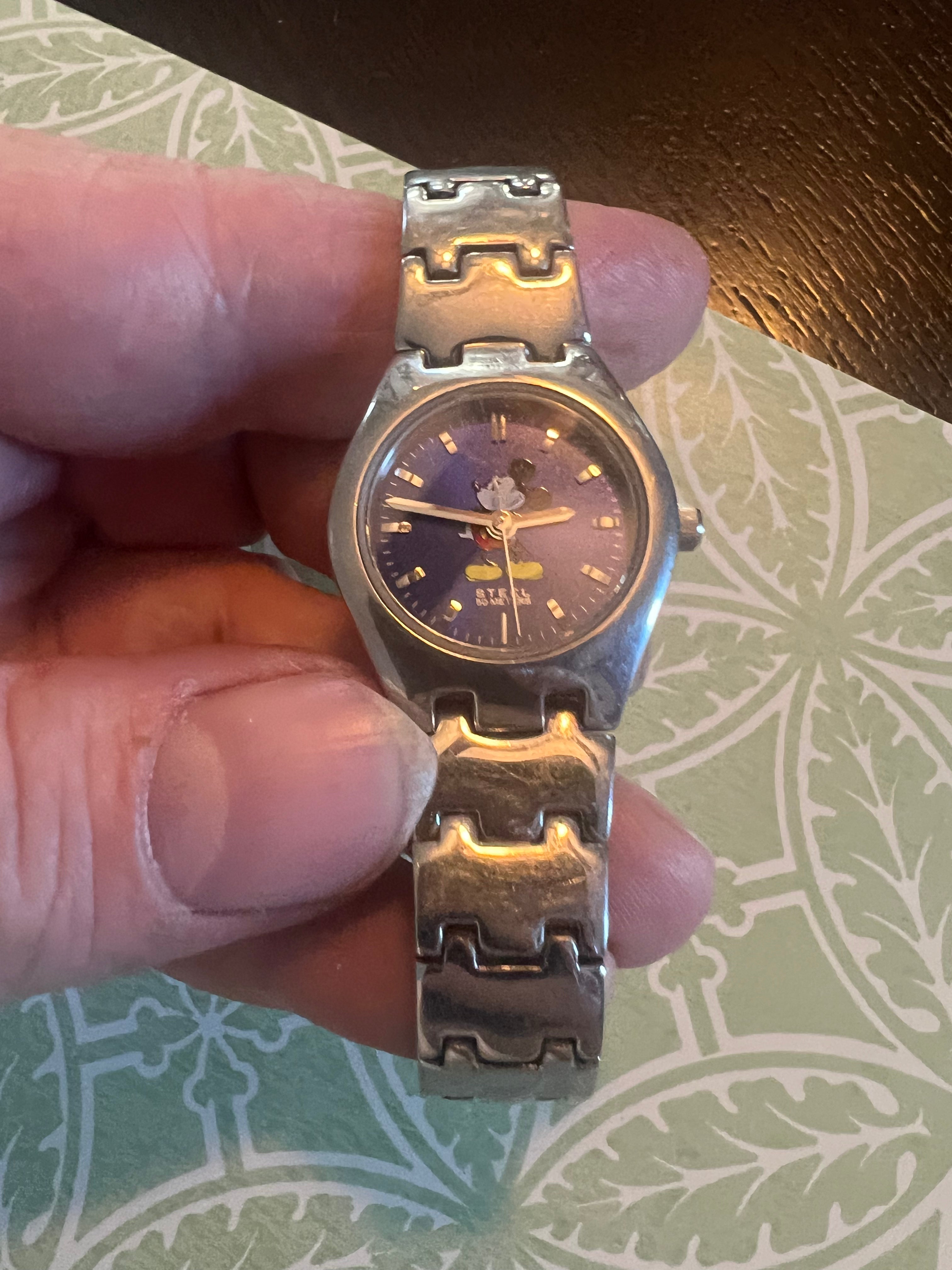 Disney Steel by Fossil Mickey Mouse dainty ladies watch. New battery