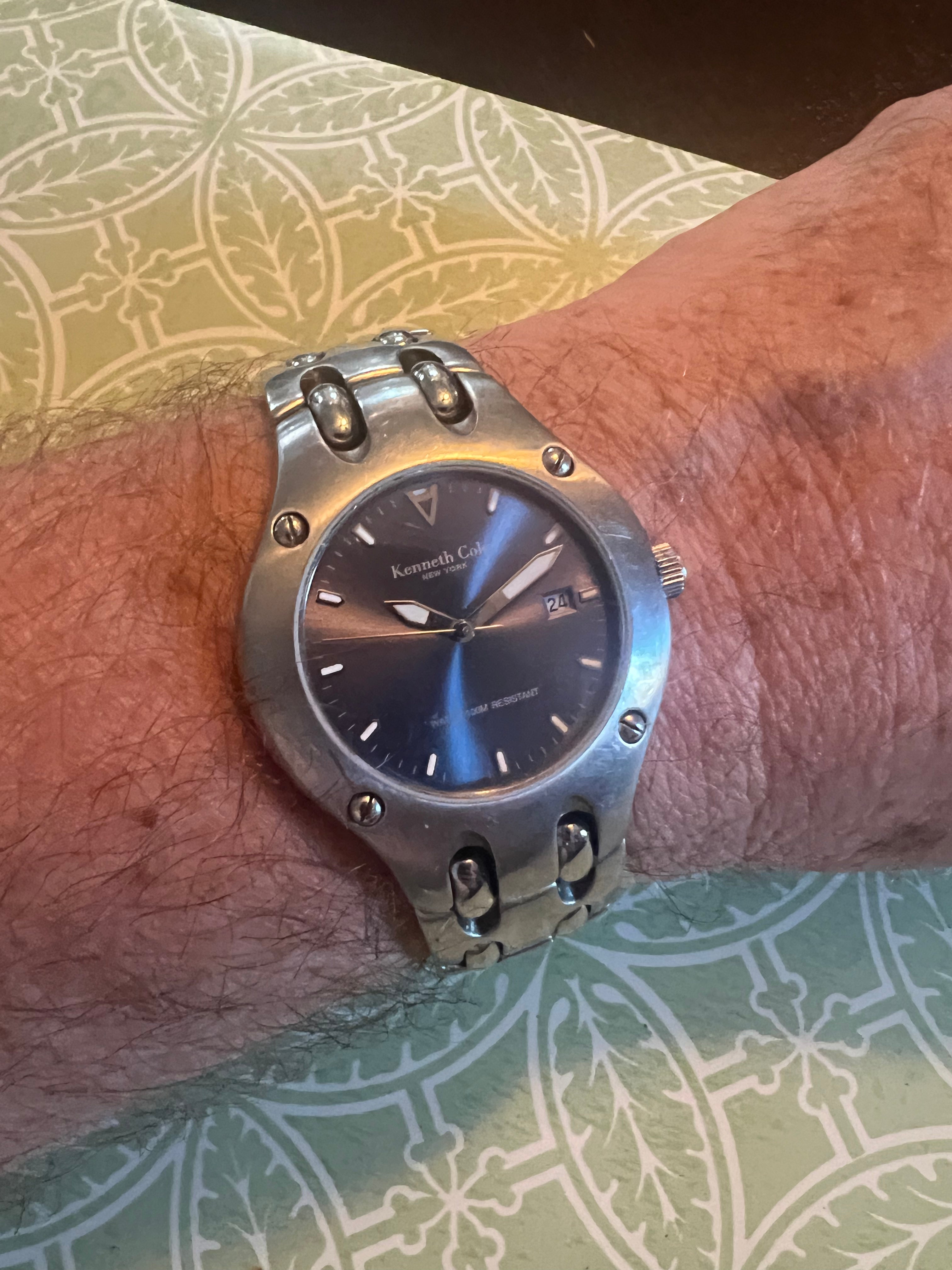 KENNETH COLE NY KC3237 ALL STEEL BLUE DIAL LUME HANDS/MARKS 10ATM MEN'S WATCH