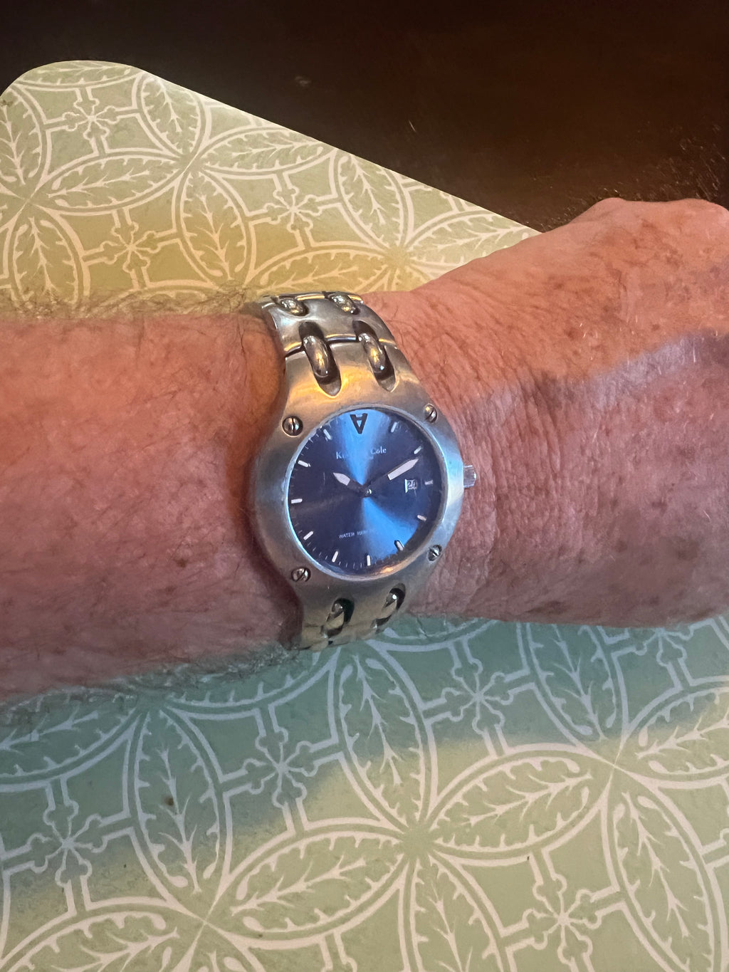 KENNETH COLE NY KC3237 ALL STEEL BLUE DIAL LUME HANDS/MARKS 10ATM MEN'S WATCH