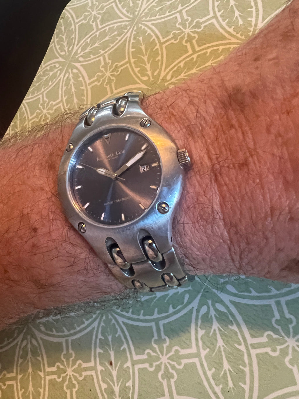 KENNETH COLE NY KC3237 ALL STEEL BLUE DIAL LUME HANDS/MARKS 10ATM MEN'S WATCH