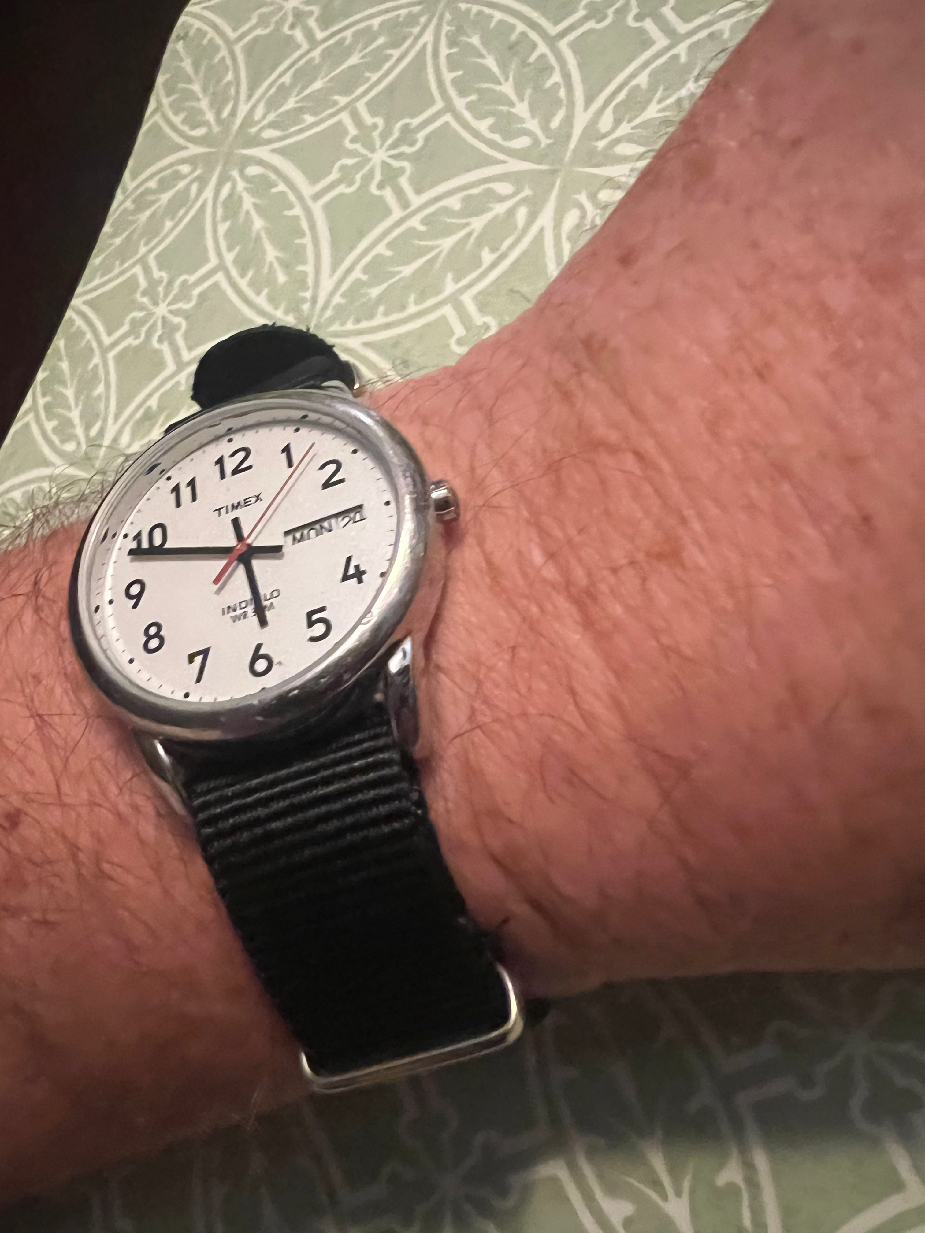 Men’s 90’s Timex Indiglo field watch new battery, crystal, and nato strap