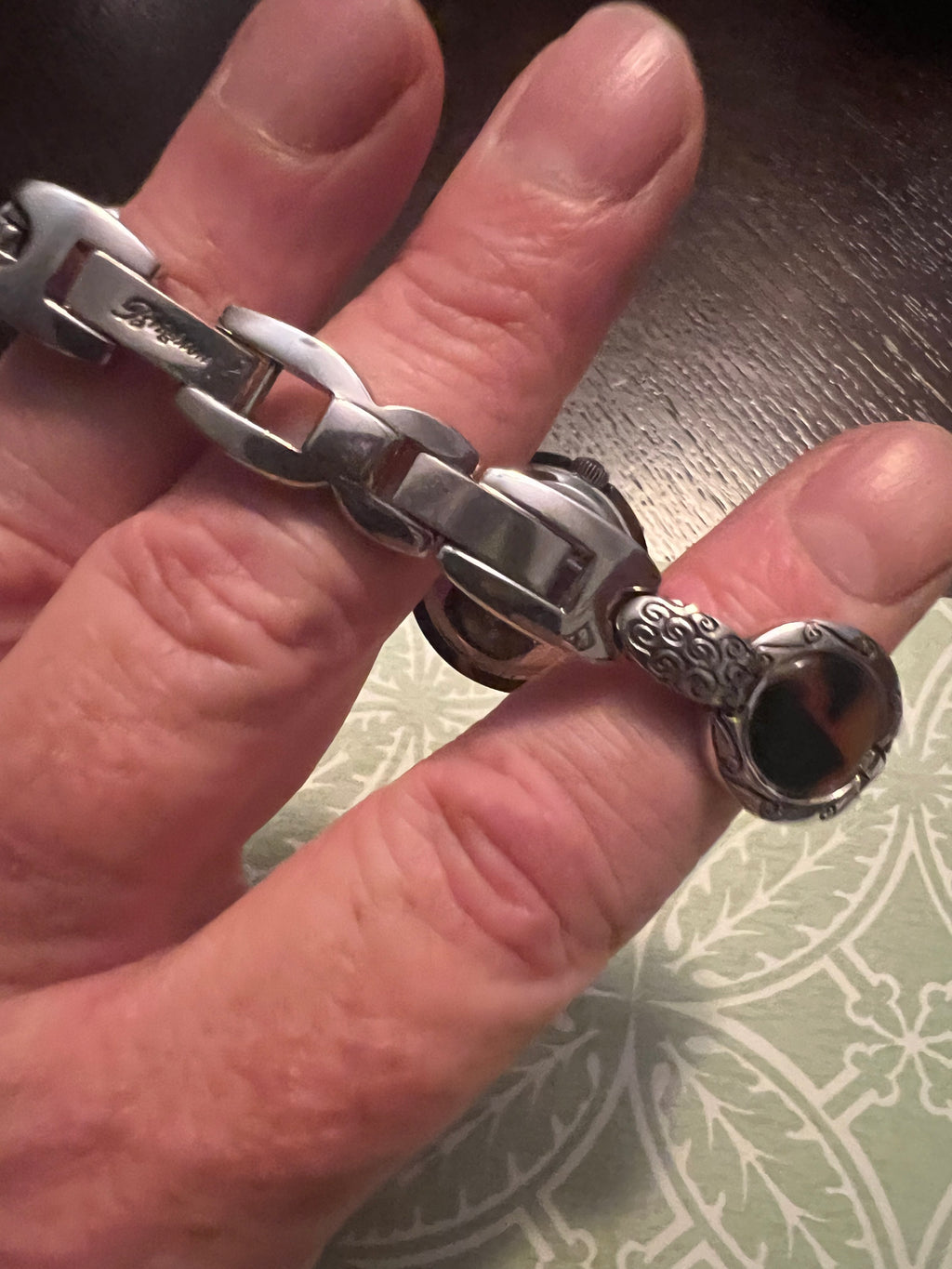 Brighton Zaria Watch Silver Tortoise Shell White Face New Battery !!!