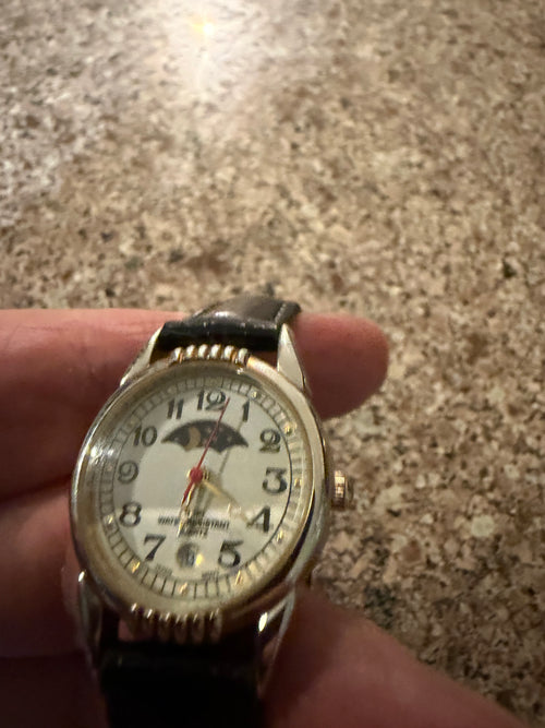 90’s dainty ladies two tone moon phase watch