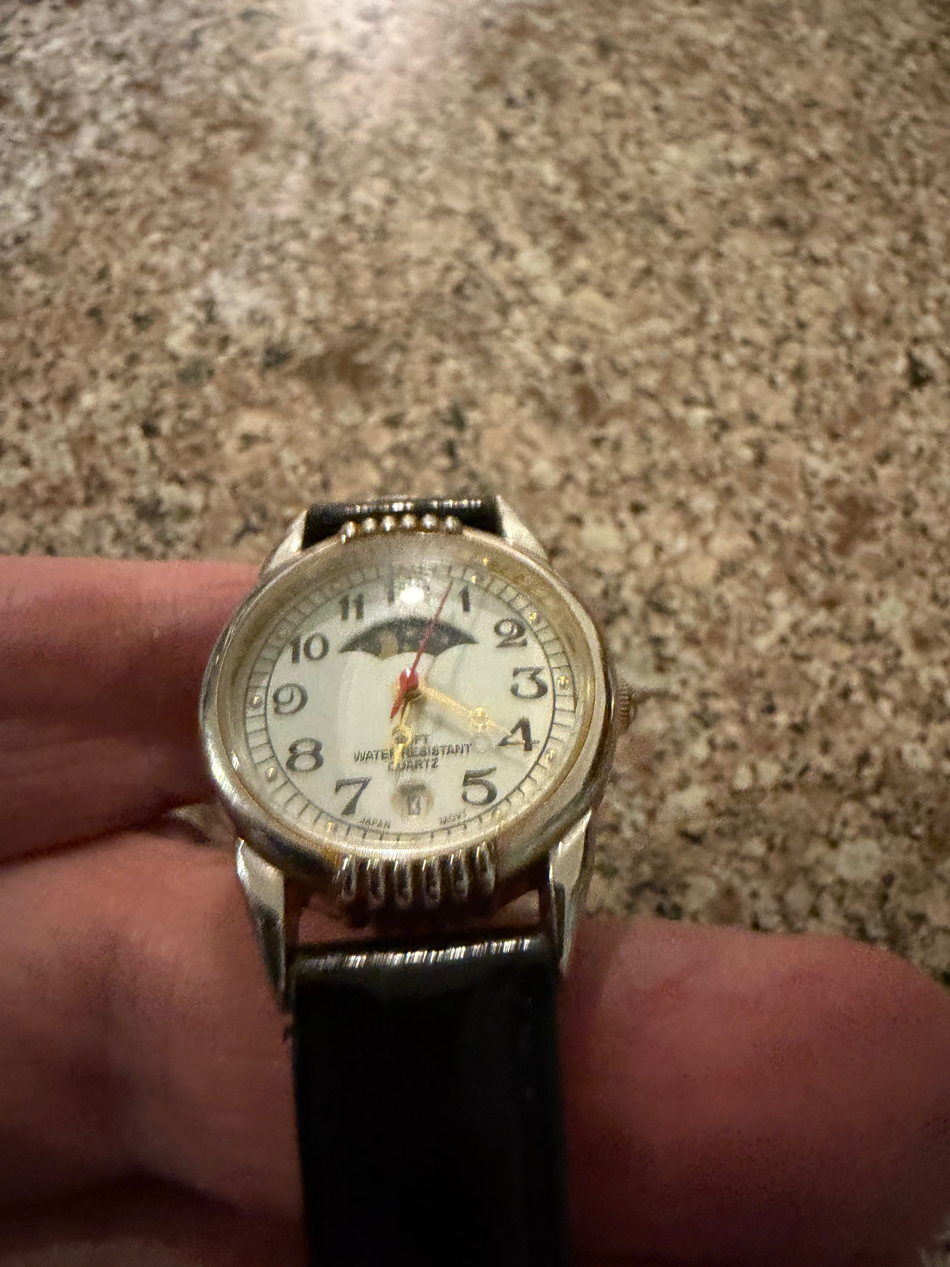 90’s dainty ladies two tone moon phase watch