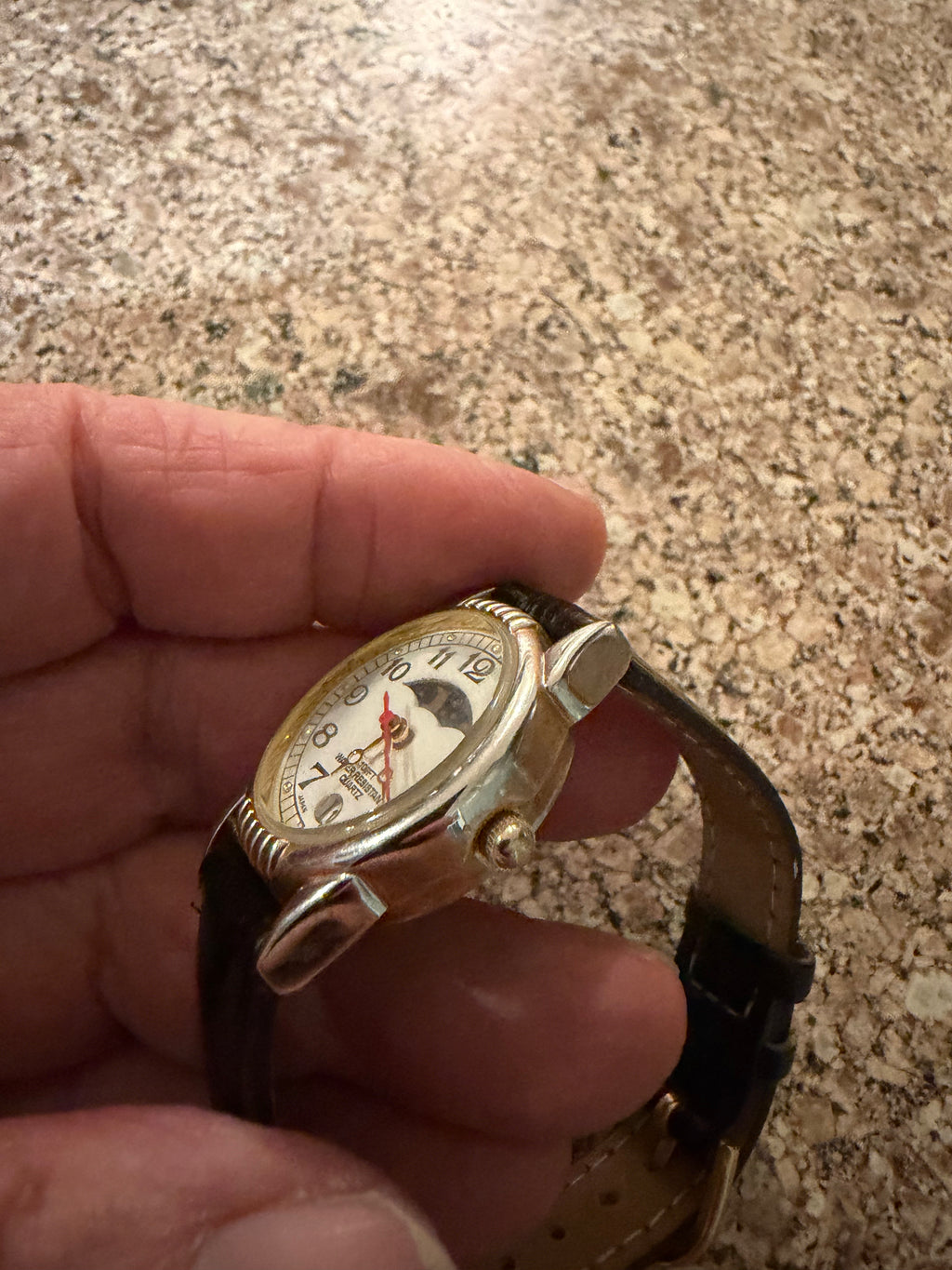 90’s dainty ladies two tone moon phase watch