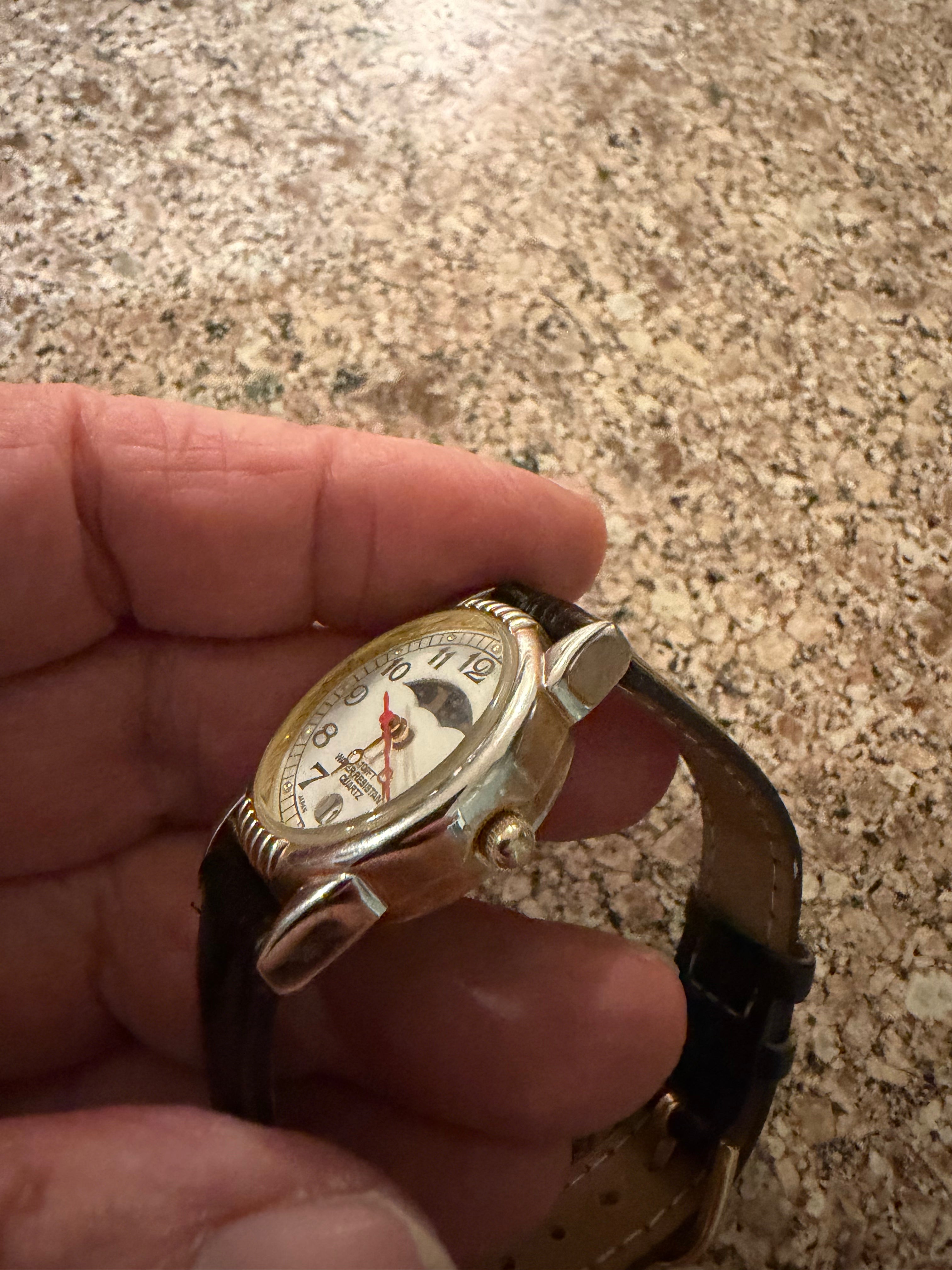 90’s dainty ladies two tone moon phase watch