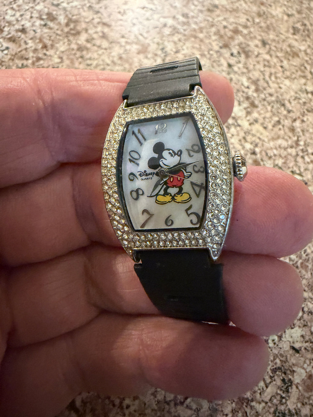 Disney Dainty blinged out Mickey Mouse watch. New Battery