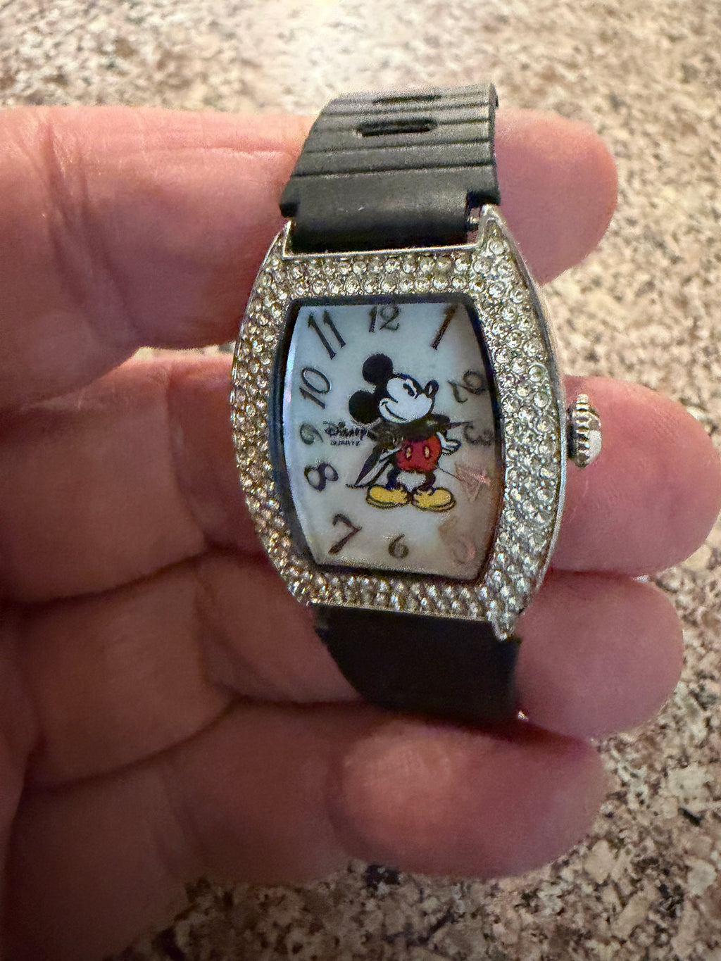 Disney Dainty blinged out Mickey Mouse watch. New Battery