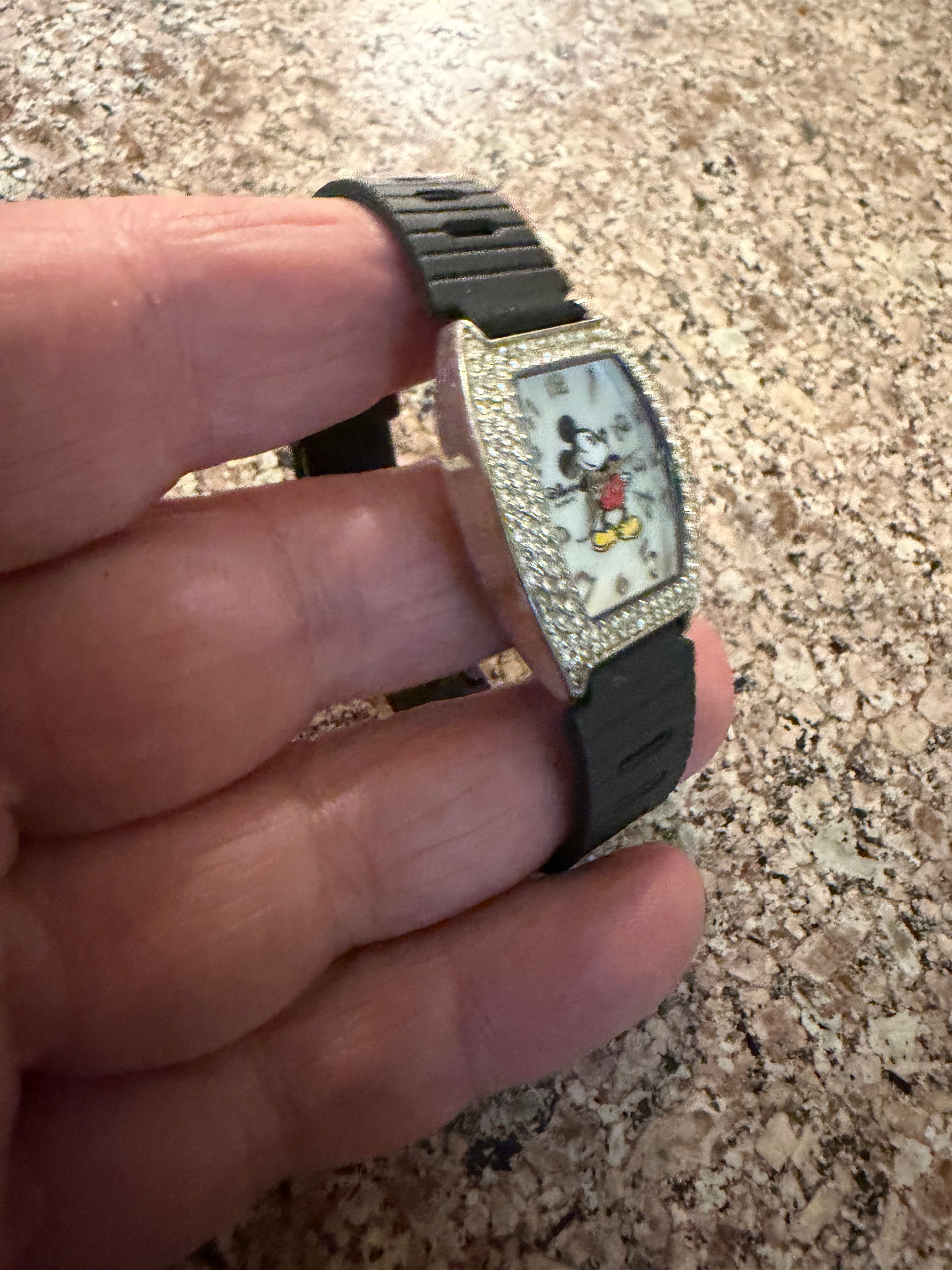 Disney Dainty blinged out Mickey Mouse watch. New Battery