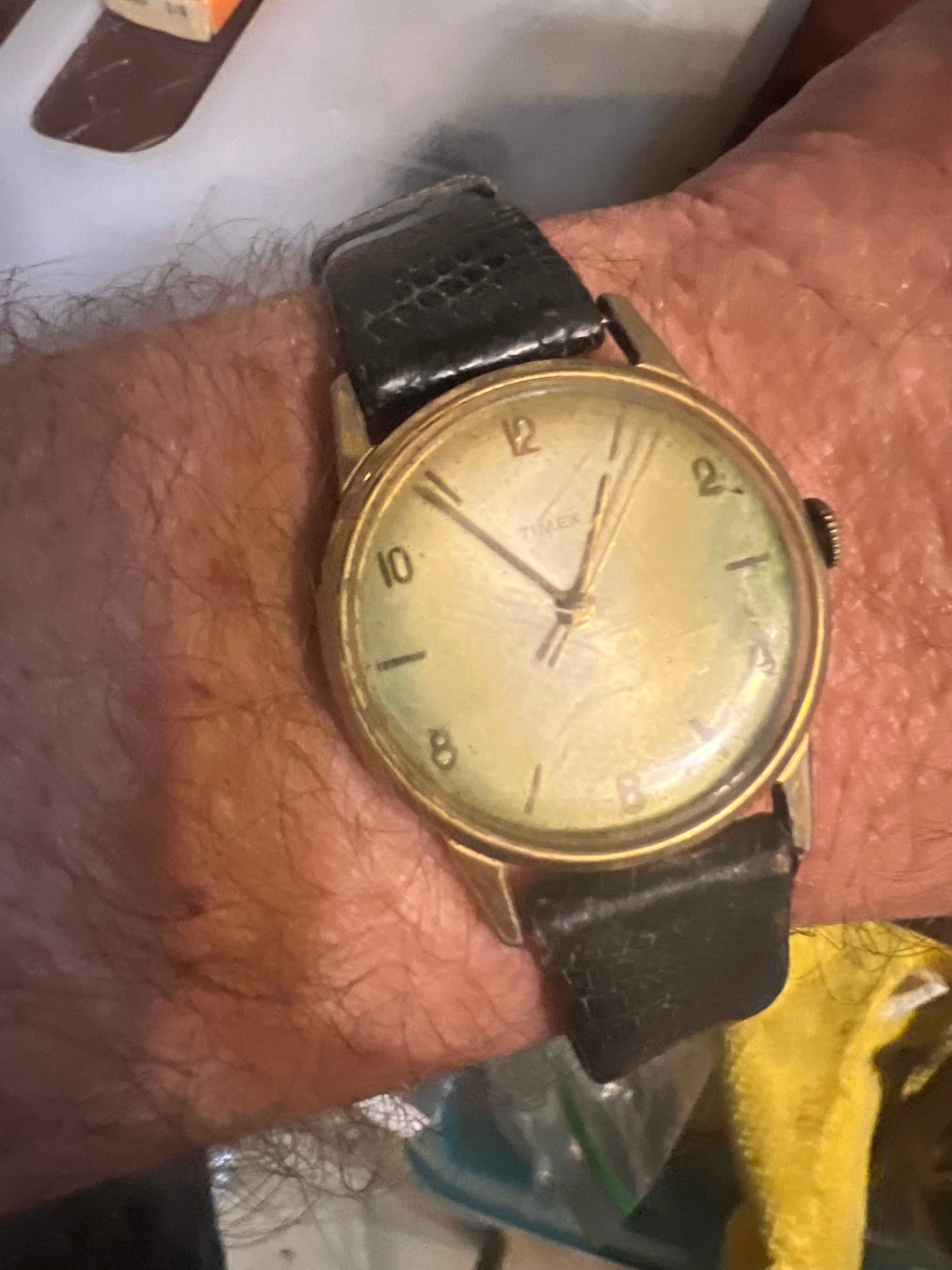 Vintage TIMEX Mercury Watch Manual Wind 32mm Wristwatch Tropical Patina Runs Gr8