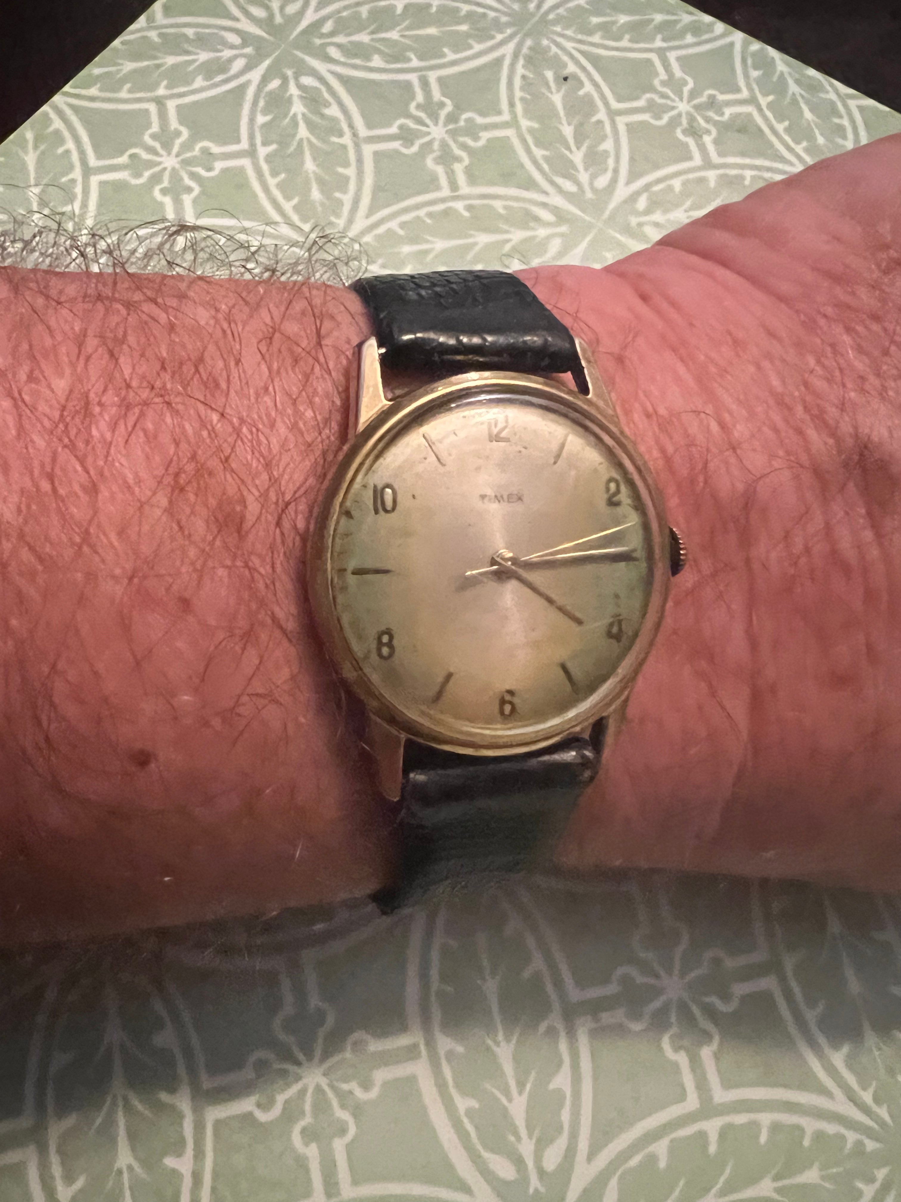 Vintage TIMEX Mercury Watch Manual Wind 32mm Wristwatch Tropical Patina Runs Gr8