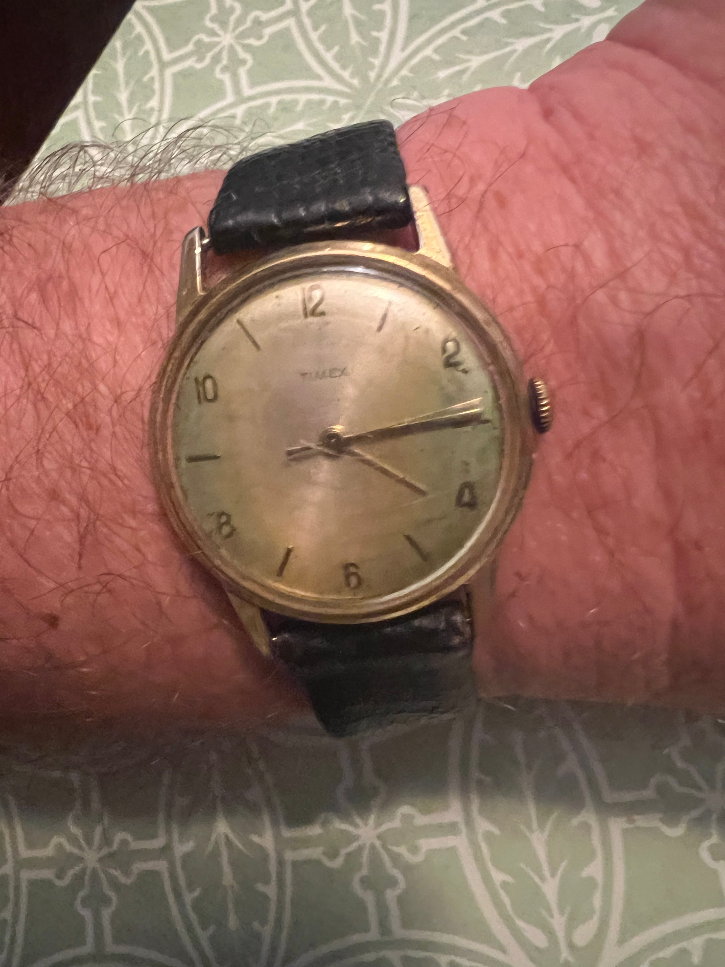 Vintage TIMEX Mercury Watch Manual Wind 32mm Wristwatch Tropical Patina Runs Gr8