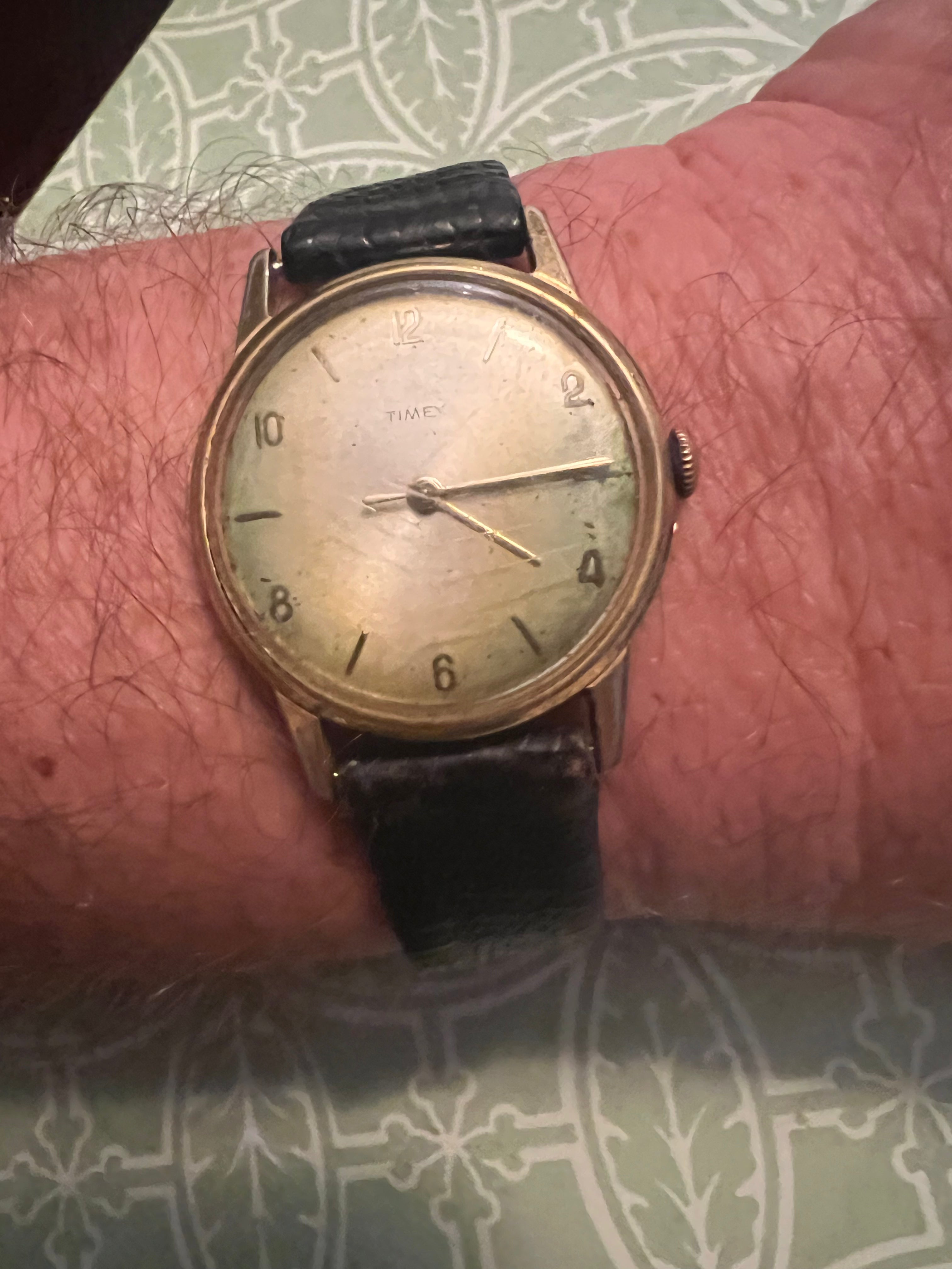 Vintage TIMEX Mercury Watch Manual Wind 32mm Wristwatch Tropical Patina Runs Gr8