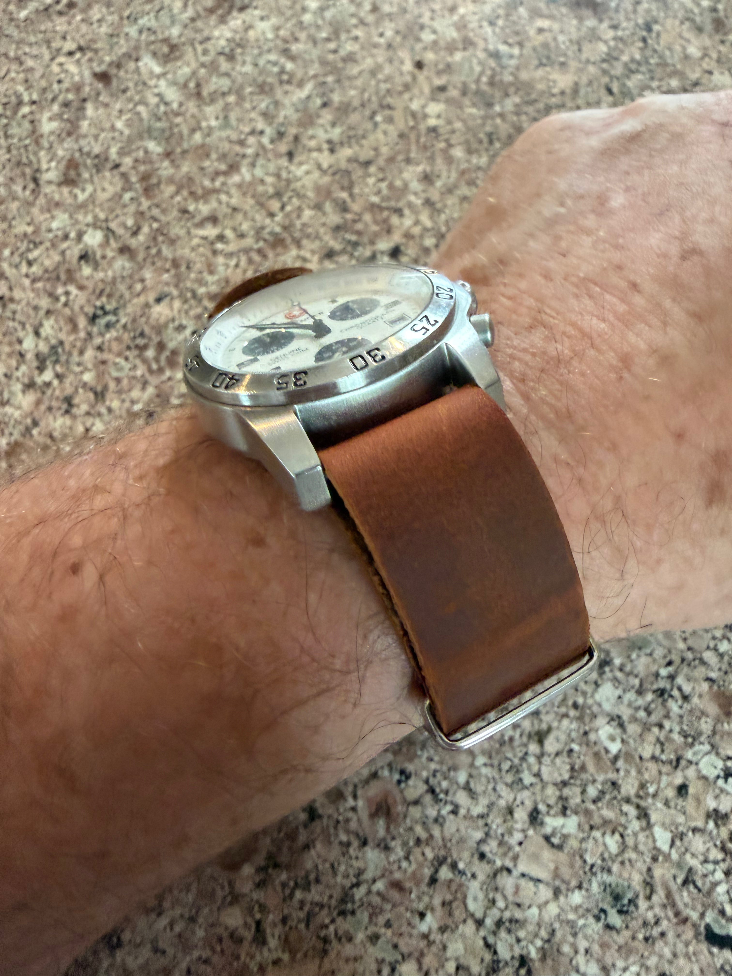 Wenger Men's Swiss Made Panda DiChronograph Date Brown Leather Strap. 537.0936