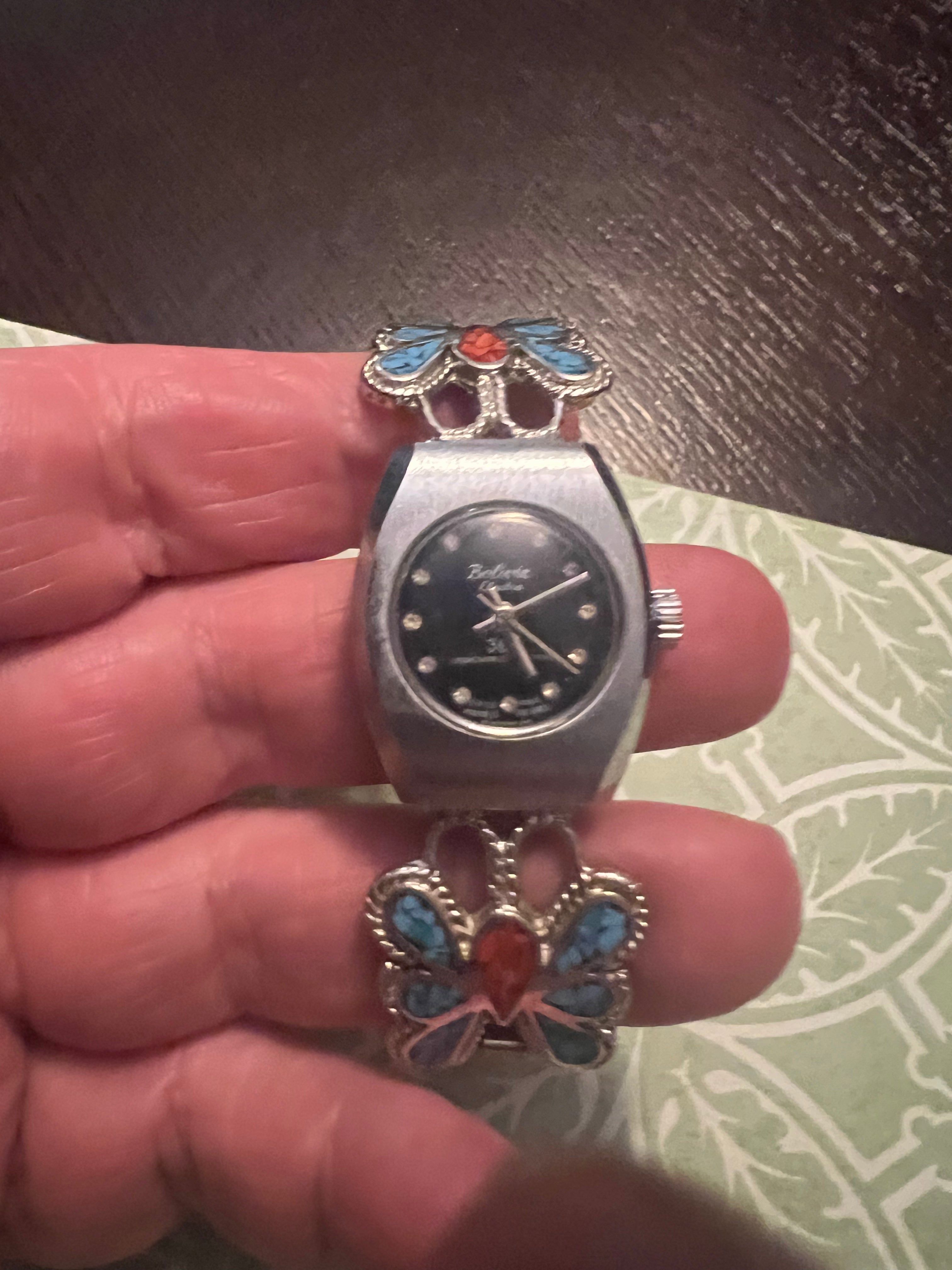 Ladies vintage Bolivia watch with southwestern butterfly band
