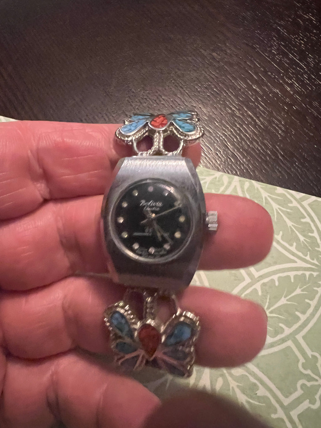 Ladies vintage Bolivia watch with southwestern butterfly band