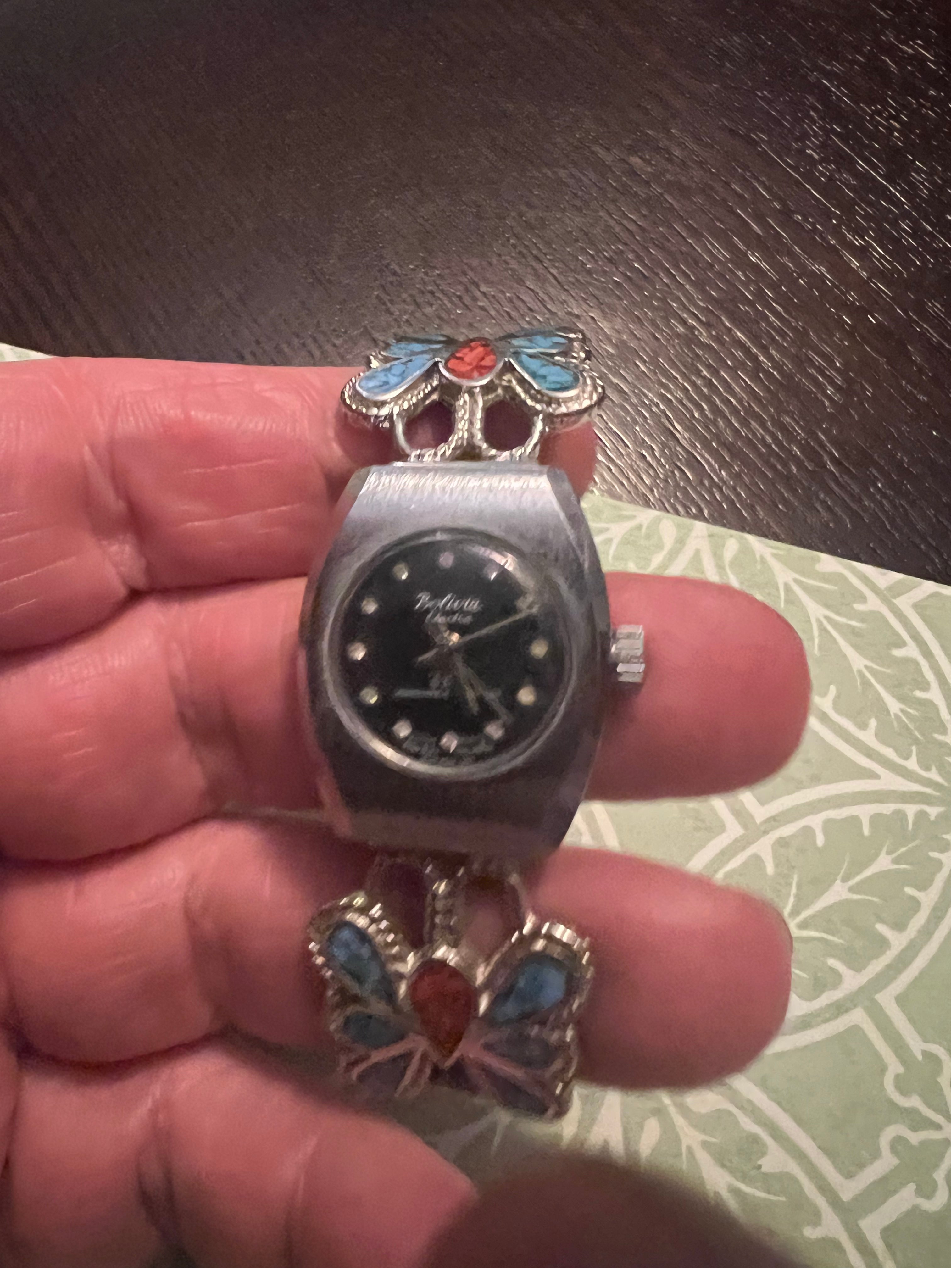 Ladies vintage Bolivia watch with southwestern butterfly band