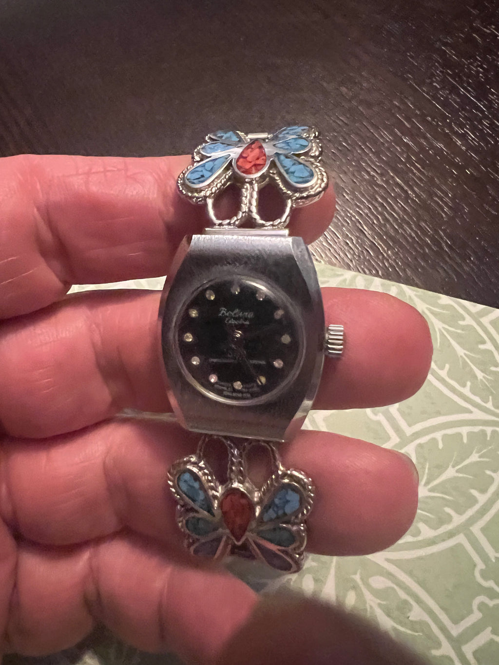 Ladies vintage Bolivia watch with southwestern butterfly band