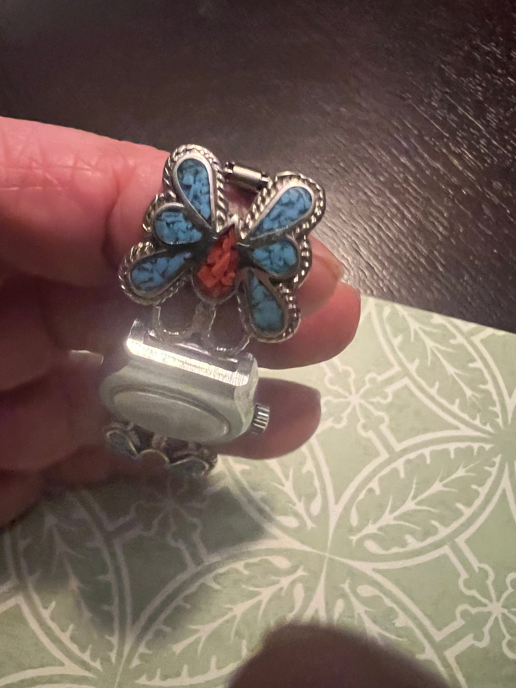 Ladies vintage Bolivia watch with southwestern butterfly band