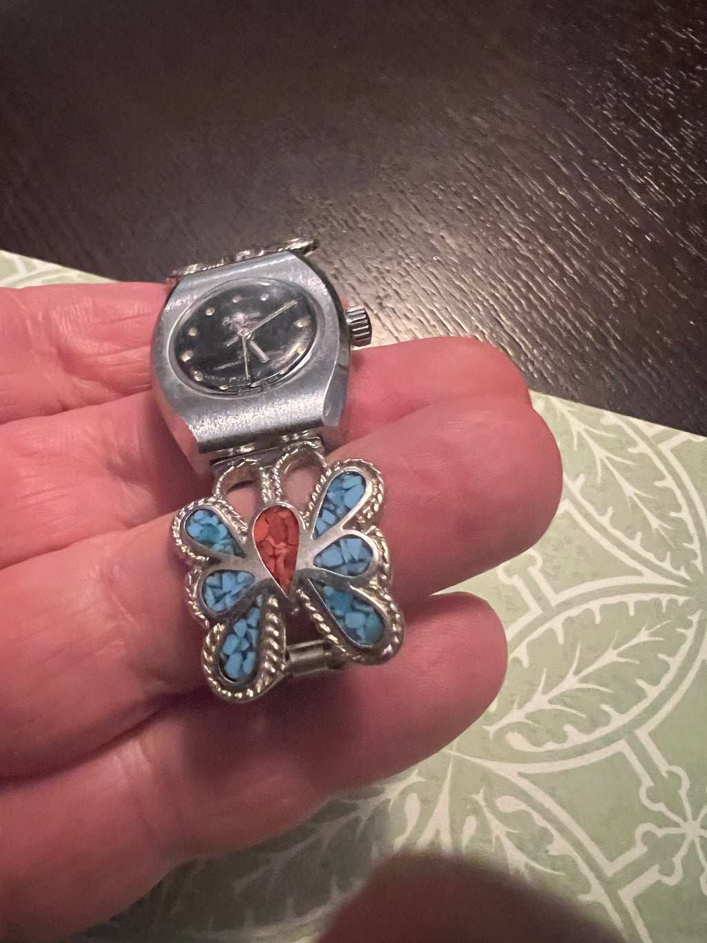 Ladies vintage Bolivia watch with southwestern butterfly band