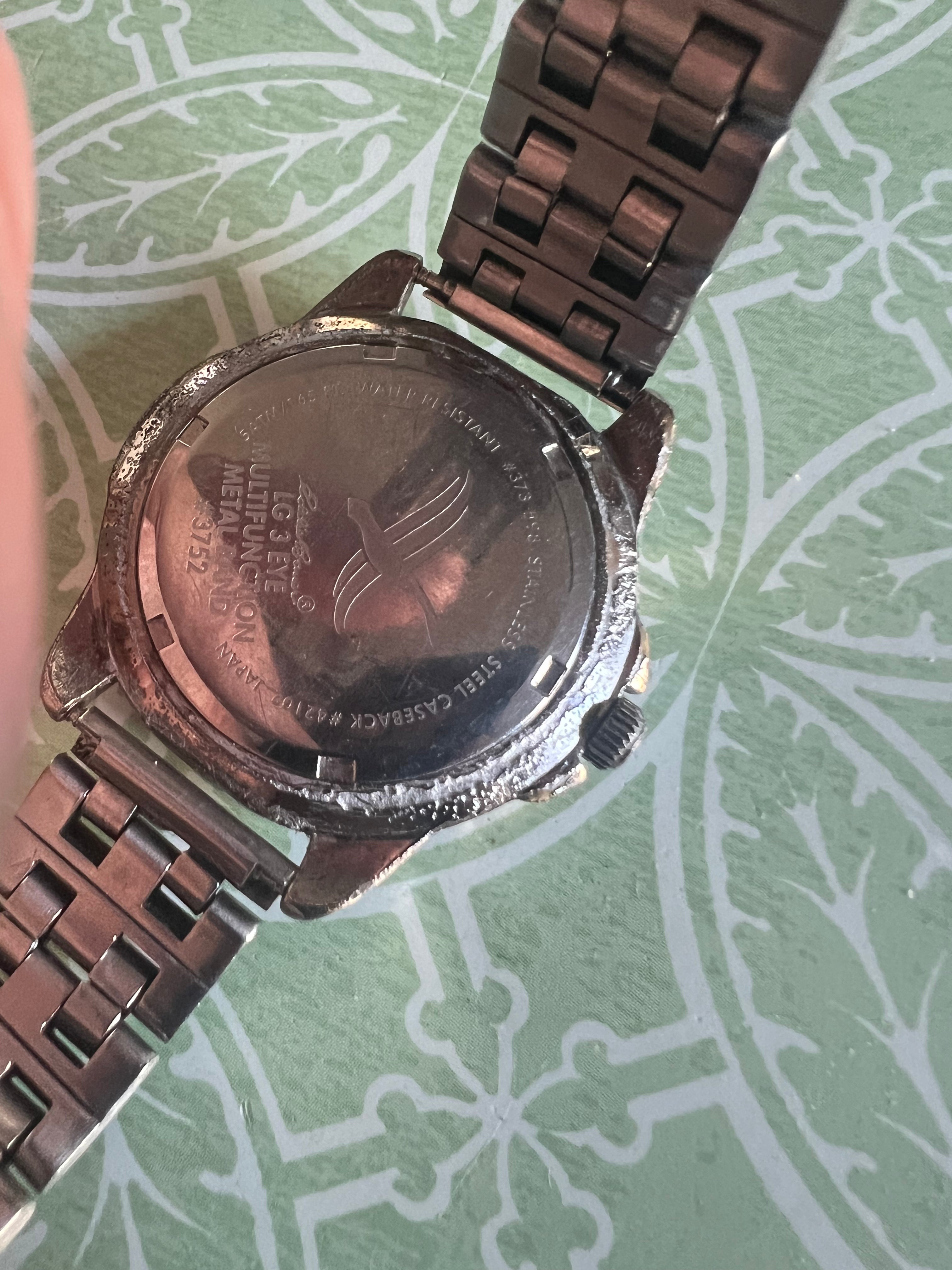 Eddie Bauer #3752 LG 3 EYE Quartz Analog Men's Watch Sz. 7-3/4 New Battery