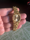 Ladies vintage gold tone nugget style watch