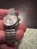 Vintage Timex Ladies Mechanical Watch Silver Tone With Stretch Band-Runs