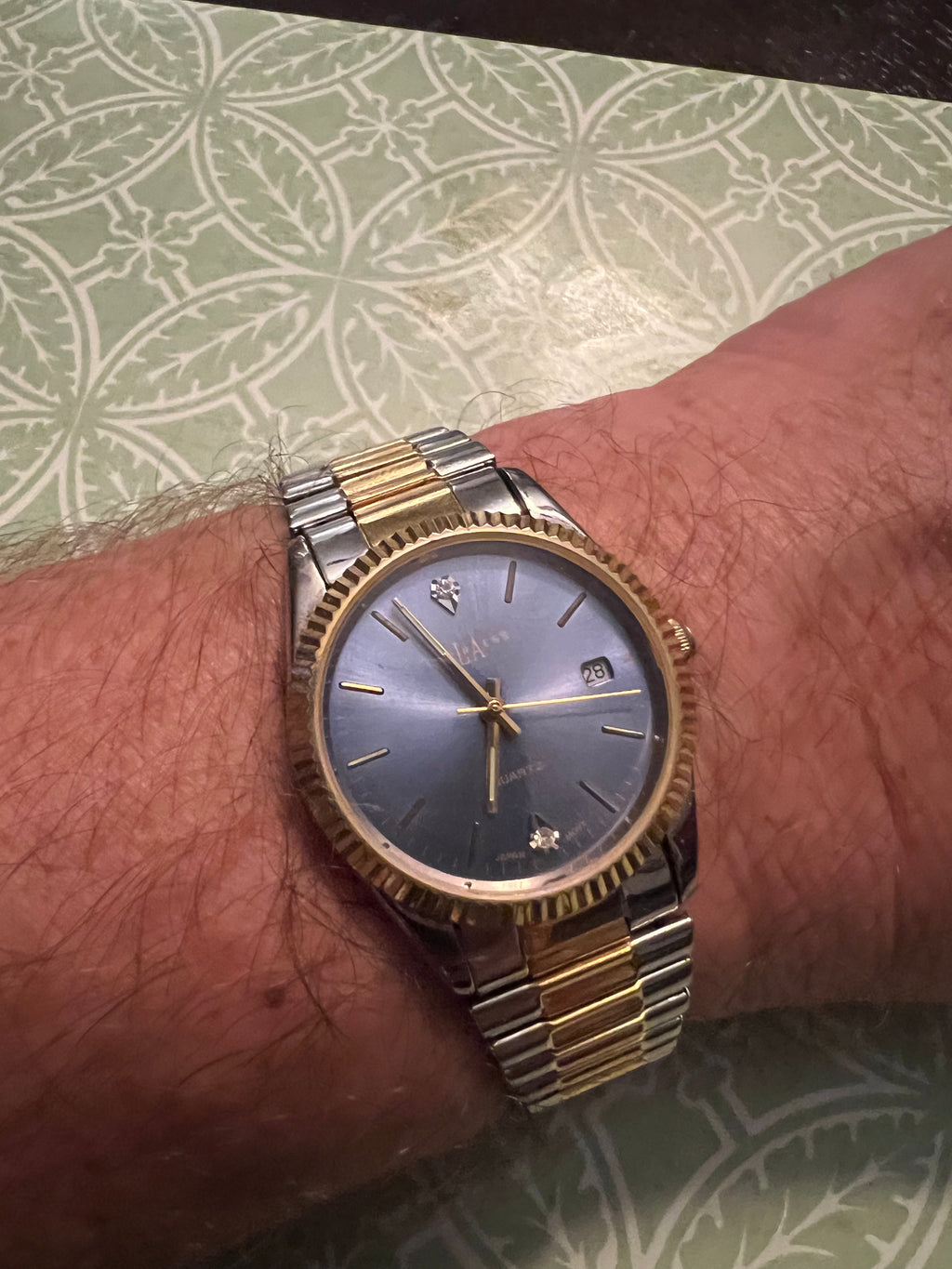 Men’s LA Express two tone dress watch diamond accent