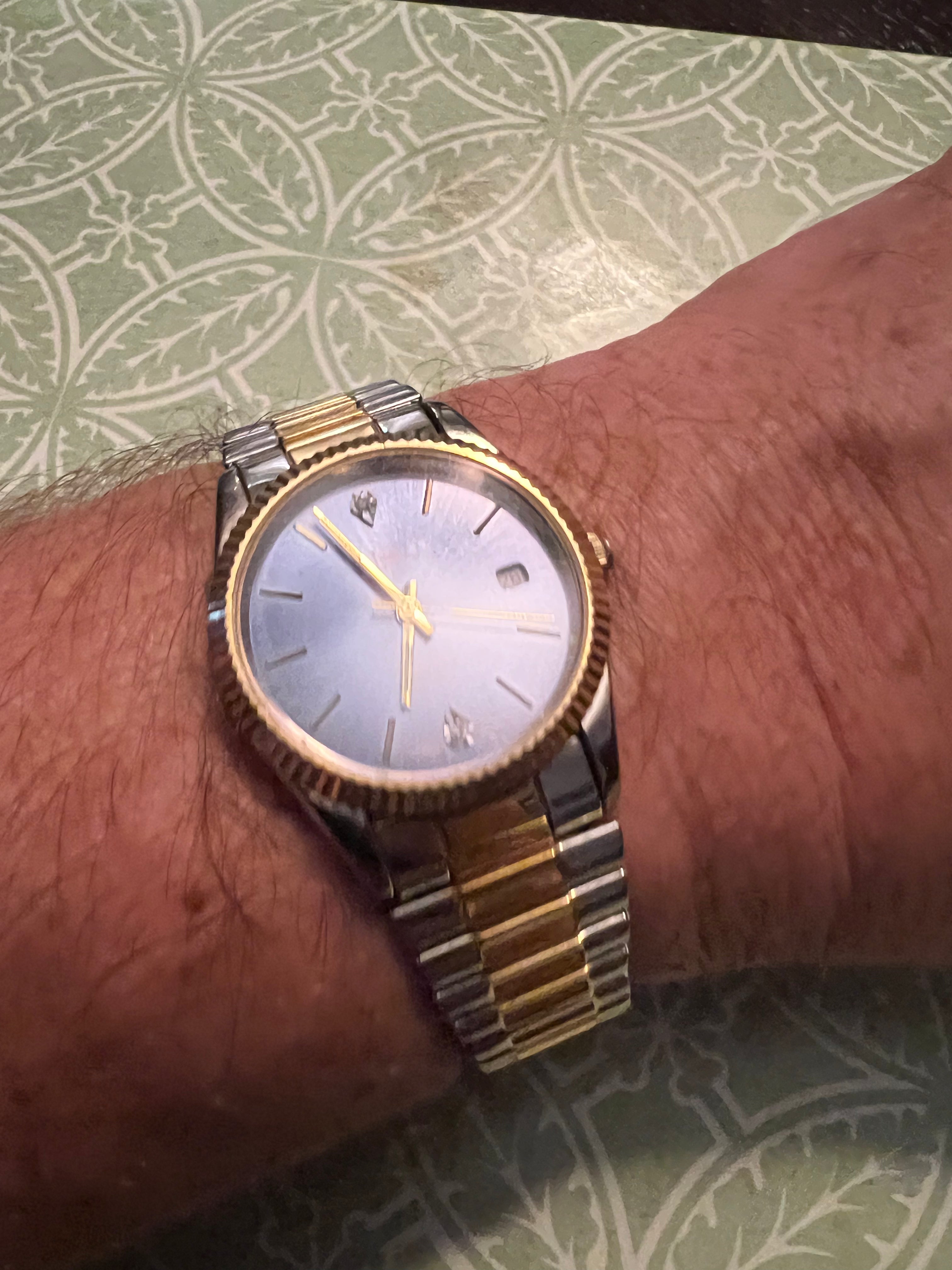 Men’s LA Express two tone dress watch diamond accent